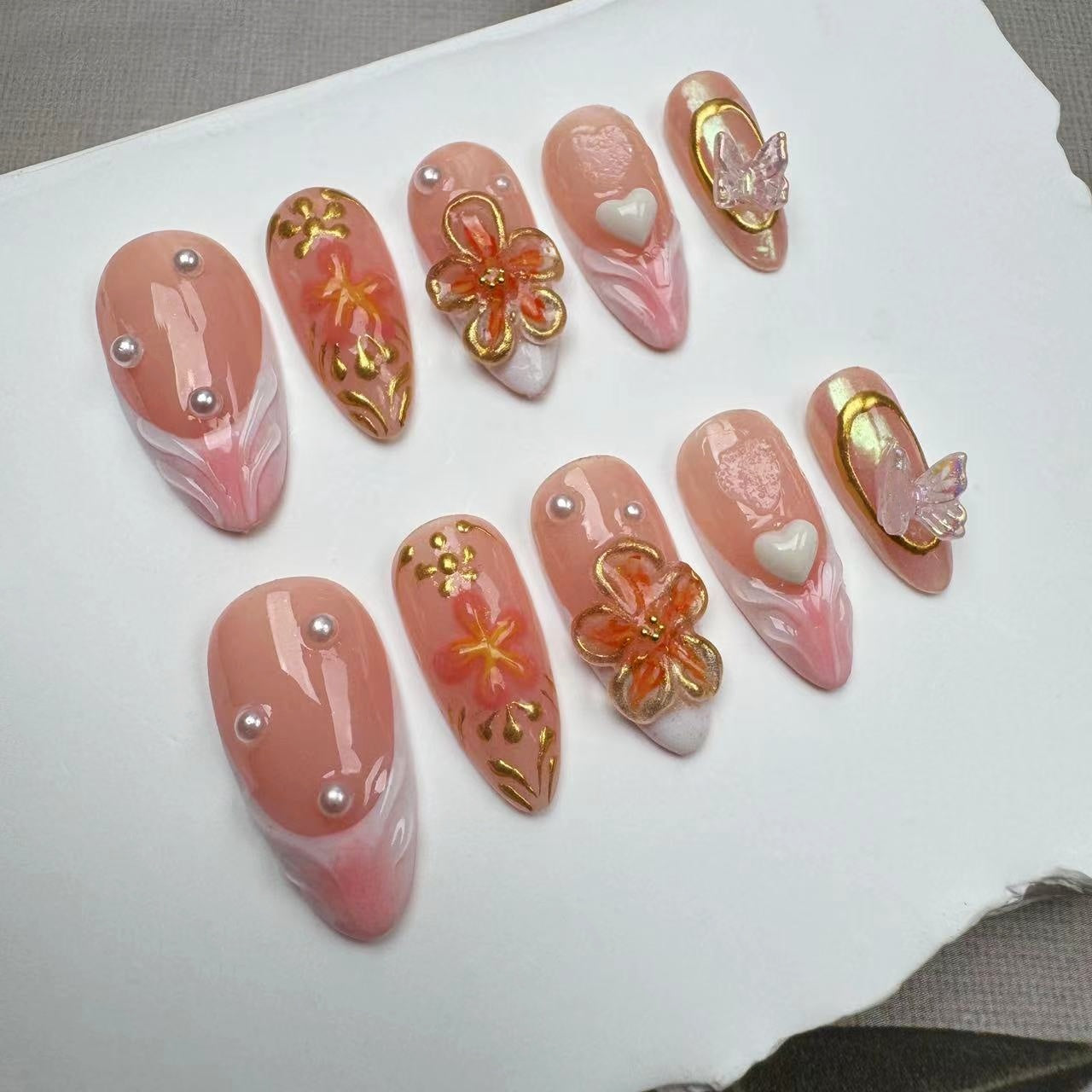 3D Nails/custom press on nails/party press on nails/Flakes for nails/wedding nails gift/Japanese nails/Long nails/Almond nails