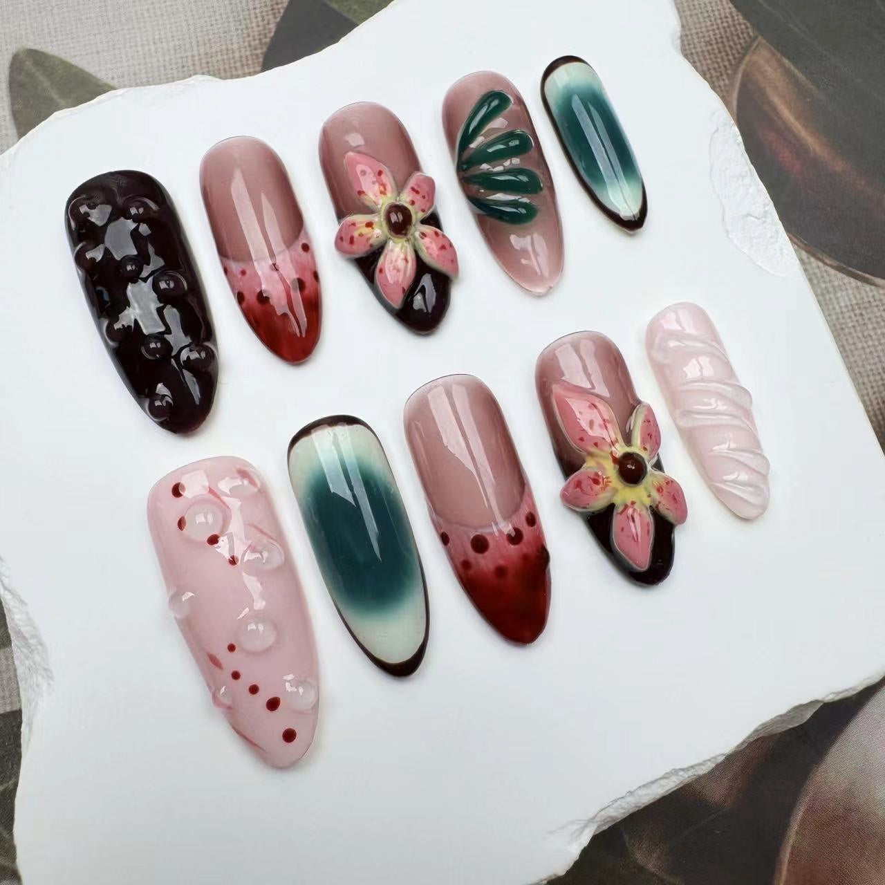 3D Nails/custom press on nails/party press on nails/Flakes for nails/wedding nails gift/Japanese nails/Long nails/Almond nails