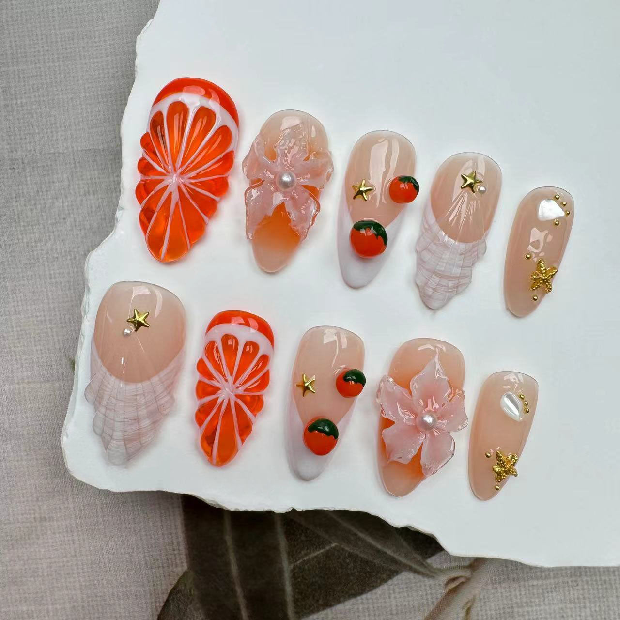 3D Nails/custom press on nails/party press on nails/Flakes for nails/wedding nails gift/Japanese nails/Long nails/Almond nails