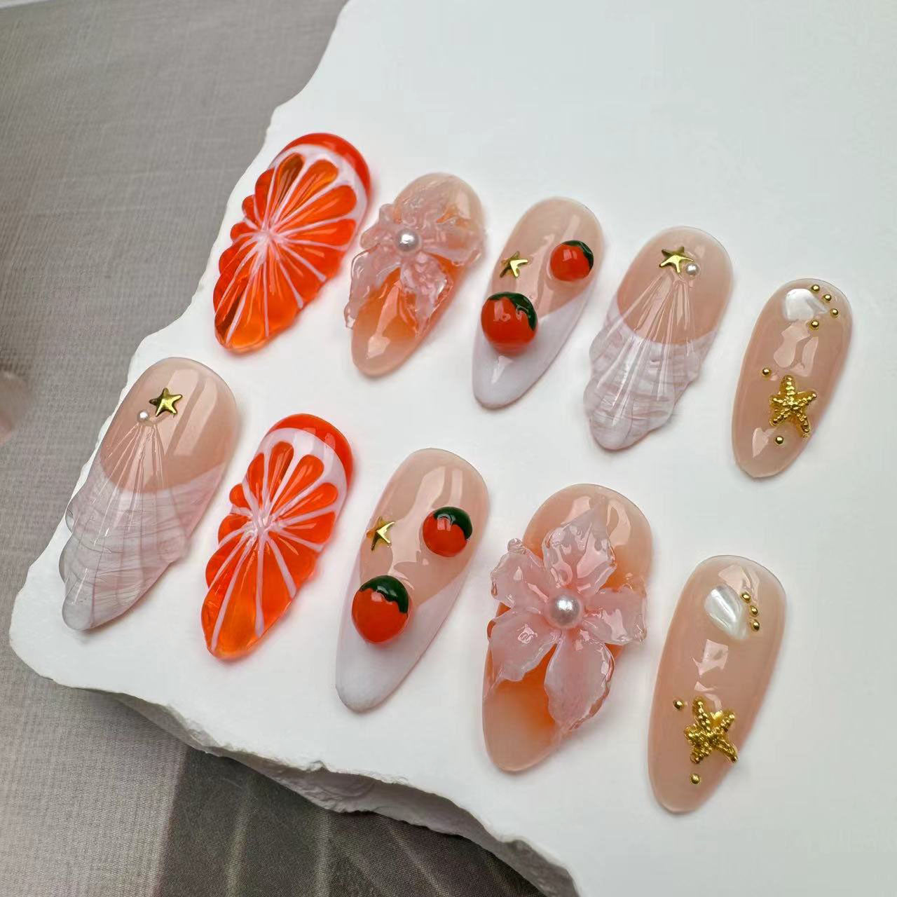 3D Nails/custom press on nails/party press on nails/Flakes for nails/wedding nails gift/Japanese nails/Long nails/Almond nails
