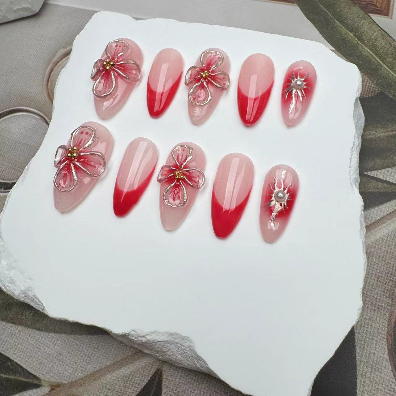 3D Nails/custom press on nails/party press on nails/Flakes for nails/wedding nails gift/Japanese nails/Long nails/Almond nails