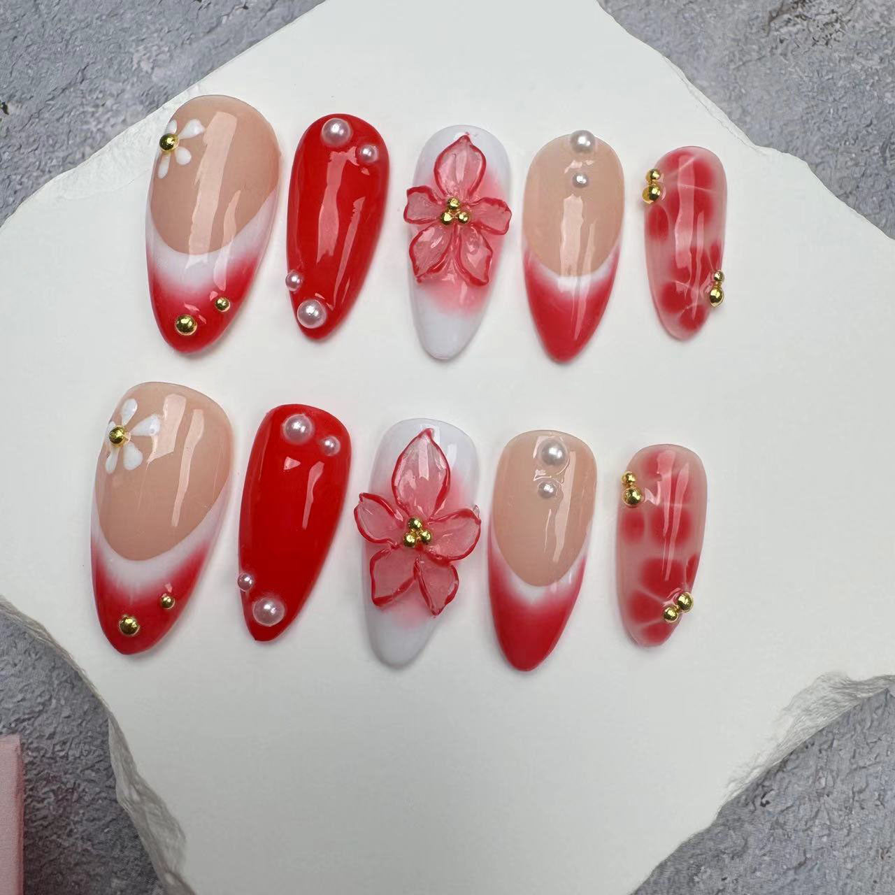3D Nails/custom press on nails/party press on nails/Flakes for nails/wedding nails gift/Japanese nails/Long nails/Almond nails