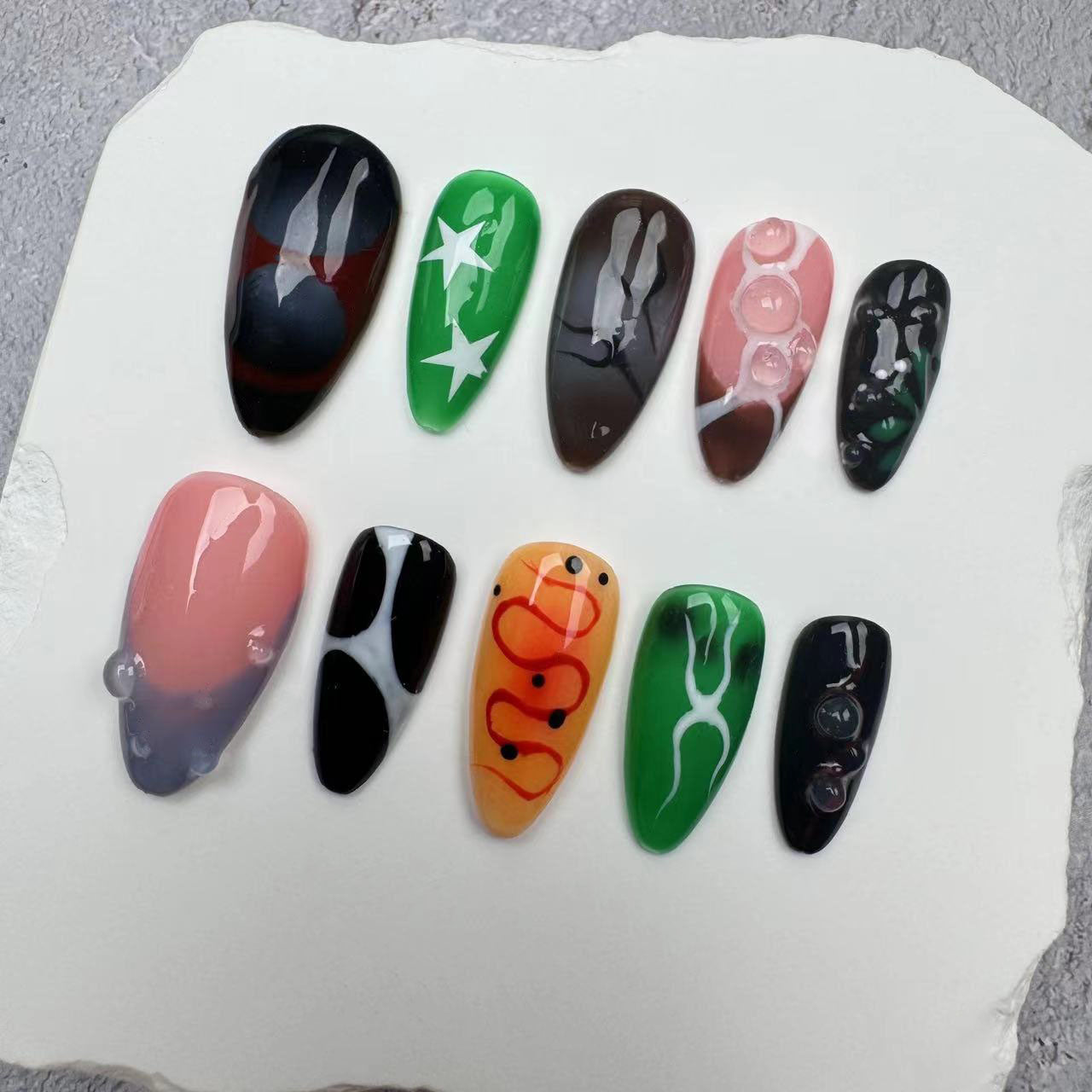Handmade Nails/custom press on nails/party press on nails/Flakes for nails/wedding nails gift/Japanese nails/Long nails/Almond nails