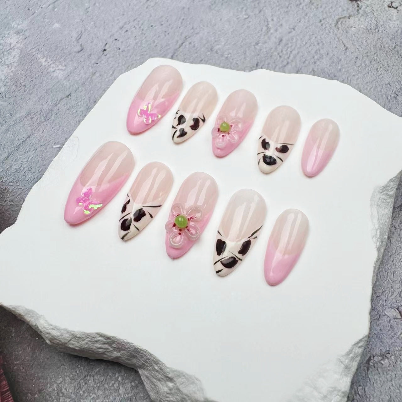 3D Nails/custom press on nails/party press on nails/Flakes for nails/wedding nails gift/Japanese nails/Long nails/Almond nails