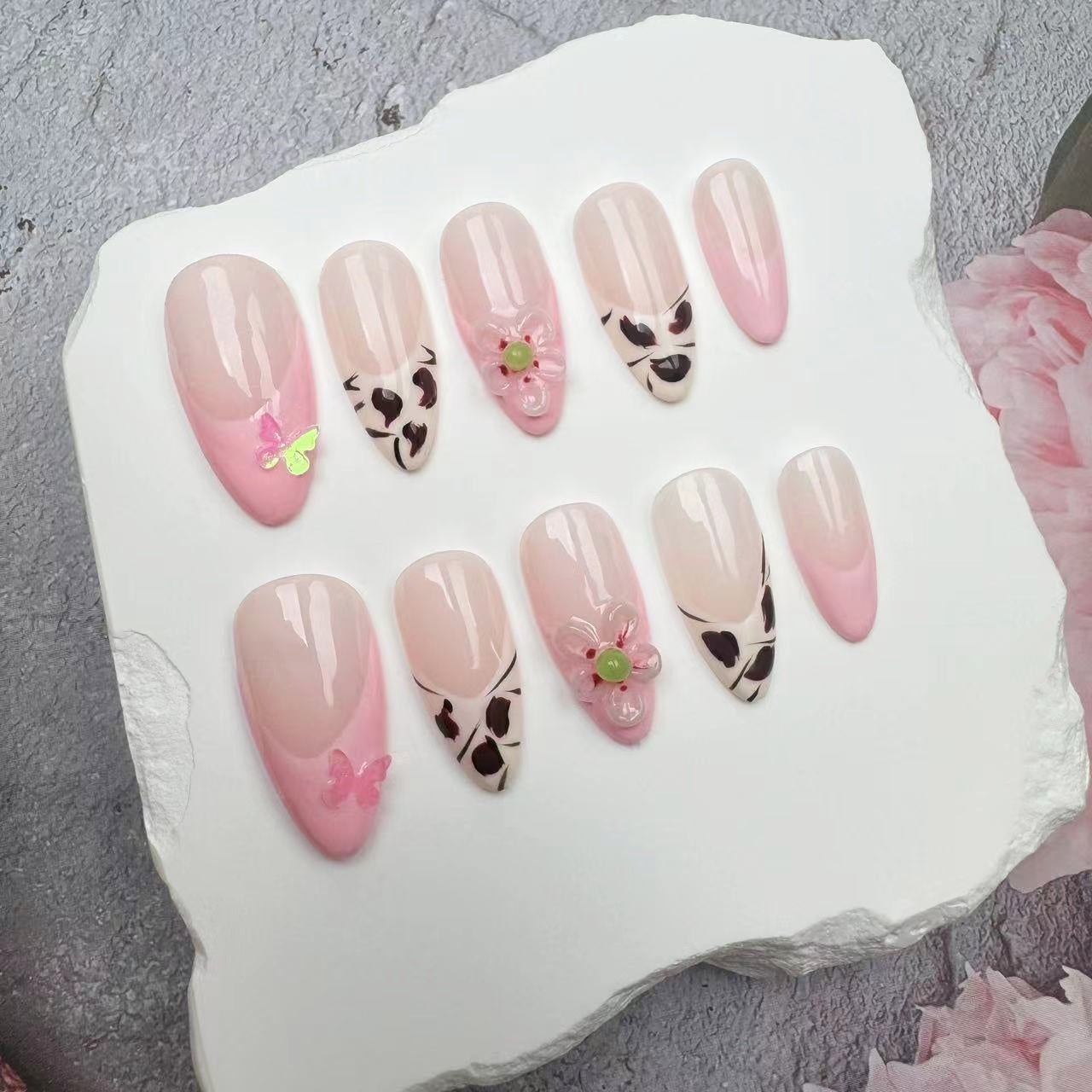 3D Nails/custom press on nails/party press on nails/Flakes for nails/wedding nails gift/Japanese nails/Long nails/Almond nails