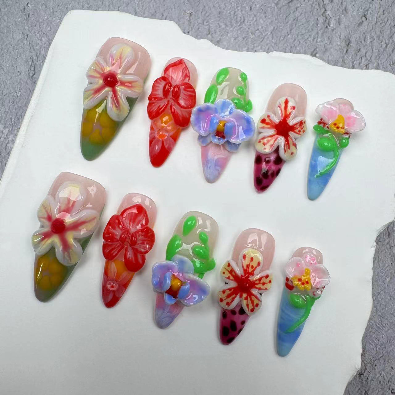 3D Nails/custom press on nails/party press on nails/Flakes for nails/wedding nails gift/Japanese nails/Long nails/Almond nails