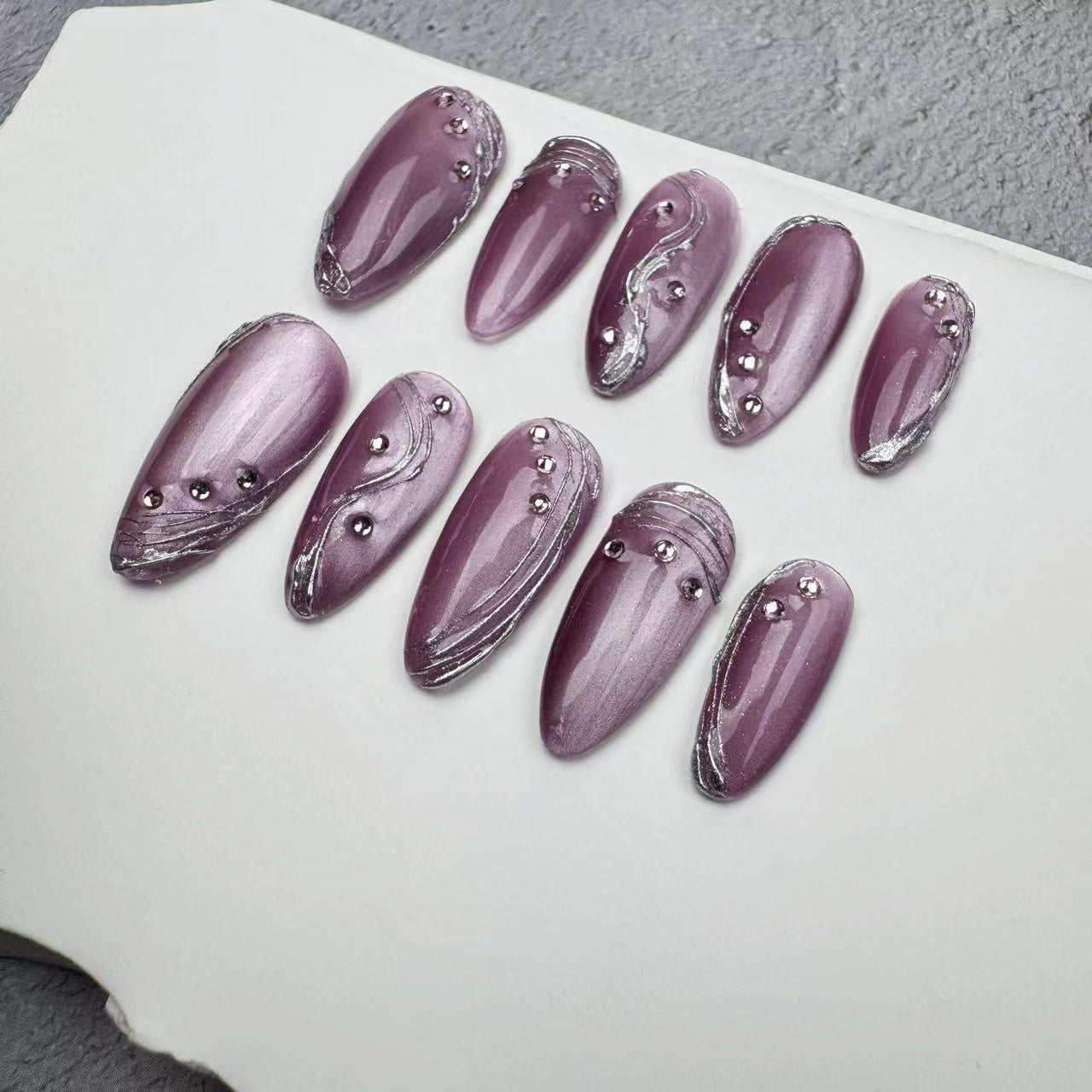 Handmade Nails/custom press on nails/party press on nails/Flakes for nails/wedding nails gift/Japanese nails/Long nails/Almond nails