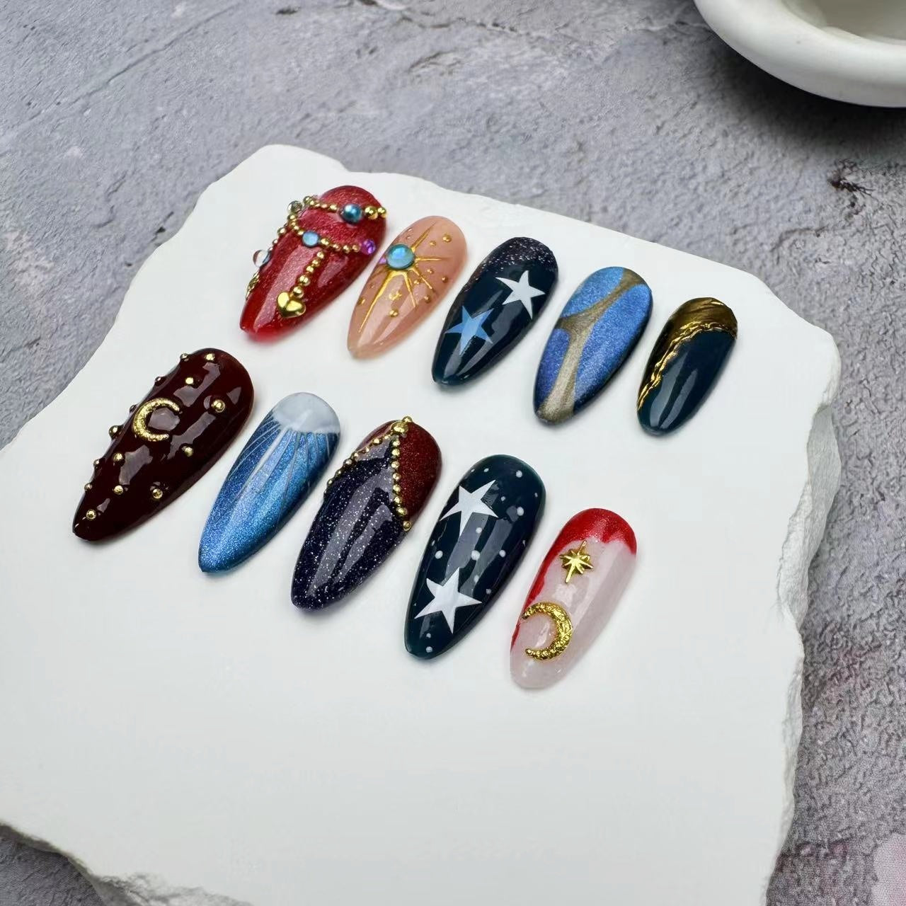 Handmade Nails/custom press on nails/party press on nails/Flakes for nails/wedding nails gift/Japanese nails/Long nails/Almond nails