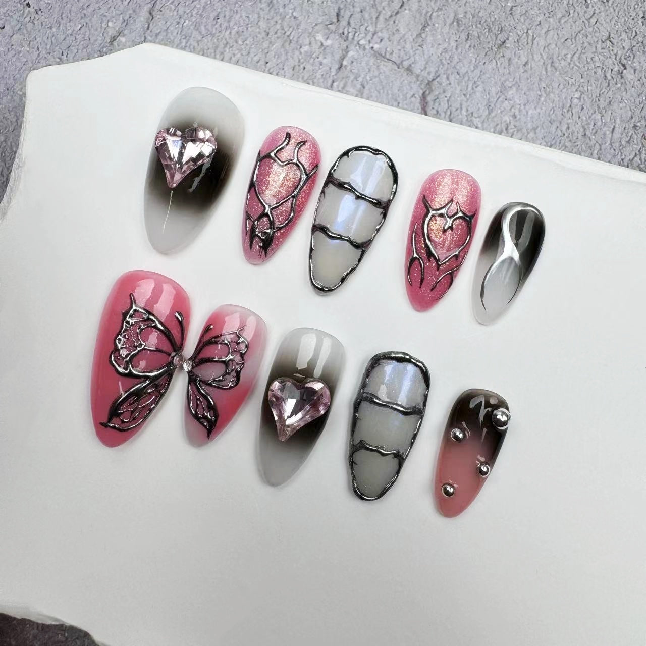 Handmade Nails/custom press on nails/party press on nails/Flakes for nails/wedding nails gift/Japanese nails/Long nails/Almond nails