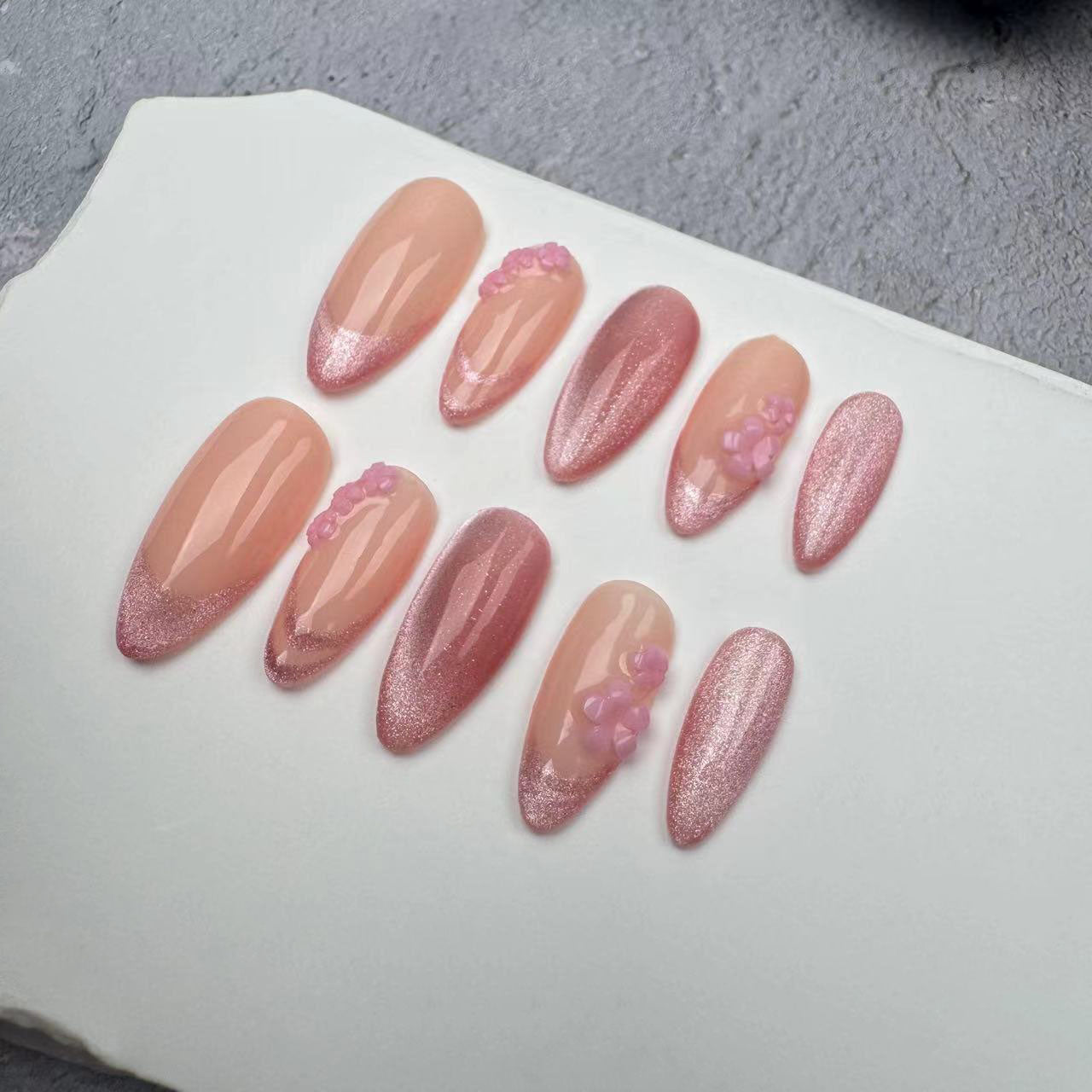 Handmade Nails/custom press on nails/party press on nails/Flakes for nails/wedding nails gift/Japanese nails/Long nails/Almond nails