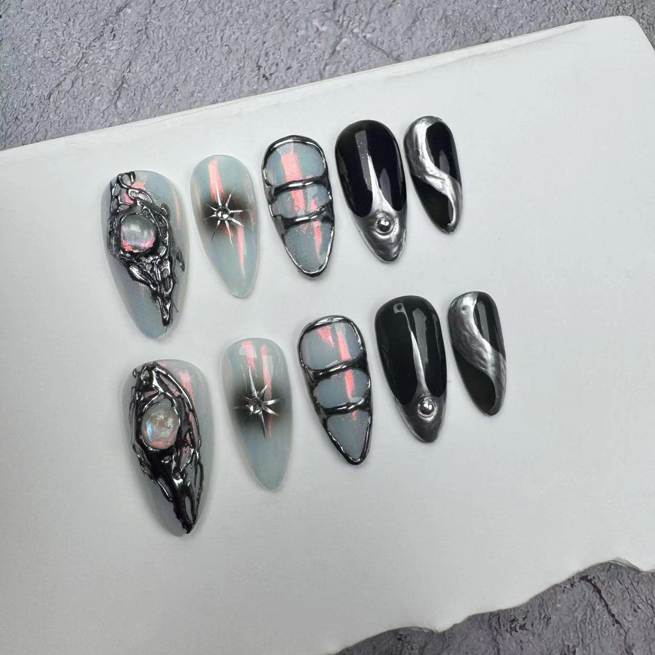 Handmade Nails/custom press on nails/party press on nails/Flakes for nails/wedding nails gift/Japanese nails/Long nails/Almond nails