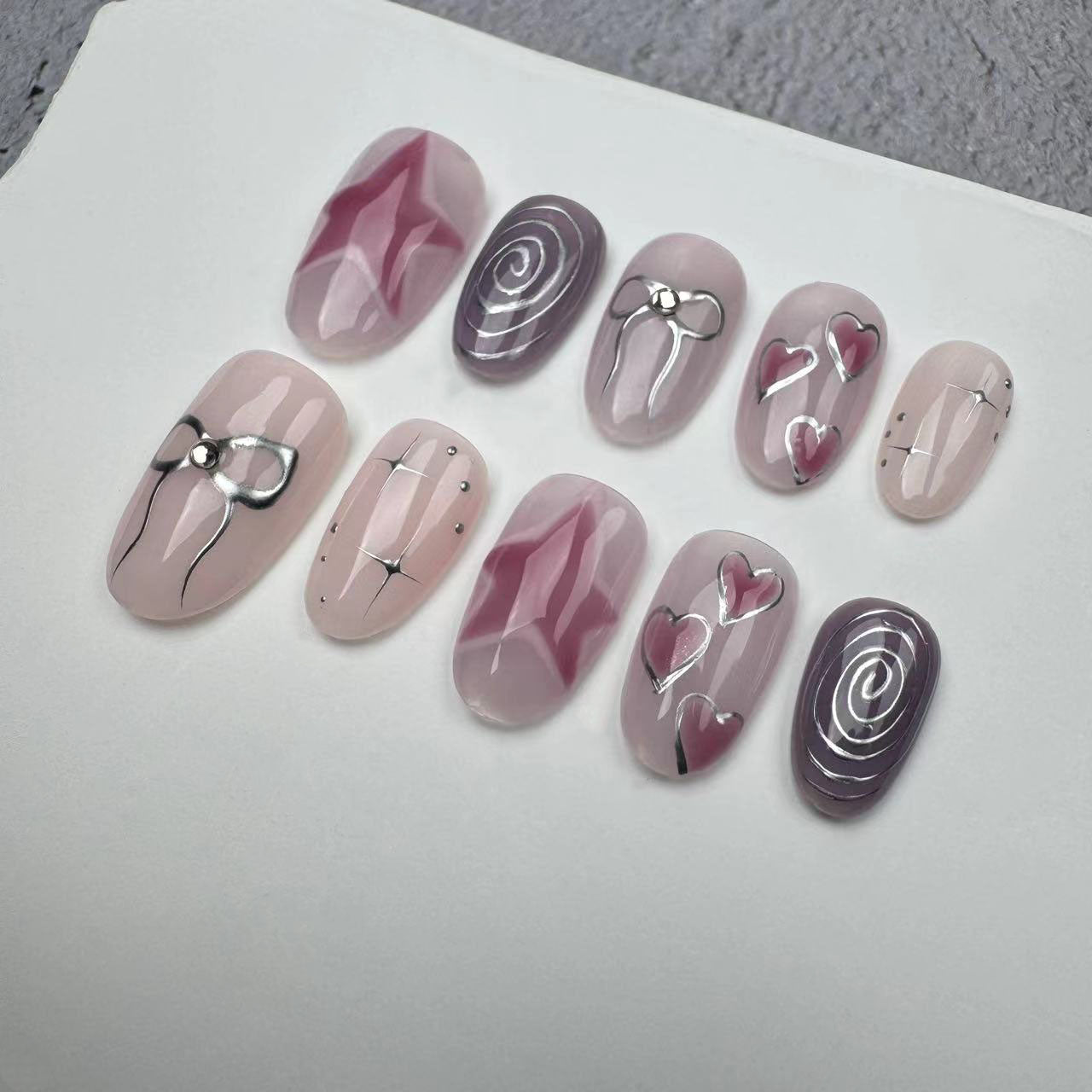 Handmade Nails/custom press on nails/party press on nails/Flakes for nails/wedding nails gift/Japanese nails/Long nails/Almond nails