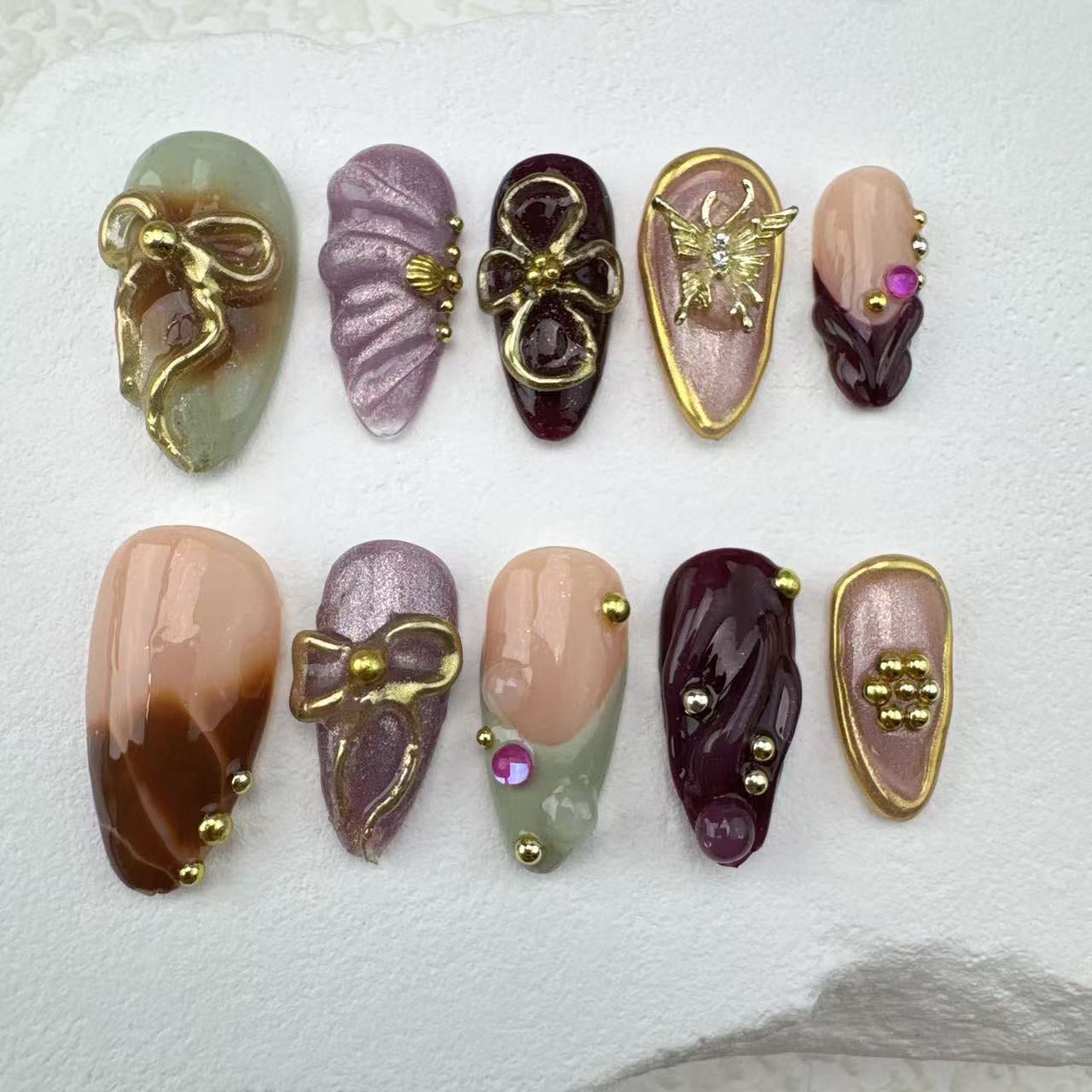 3D nails/custom press on nails/party press on nails/Flakes for nails/Beautiful nails gift/nail art/Long nails/Almond nails