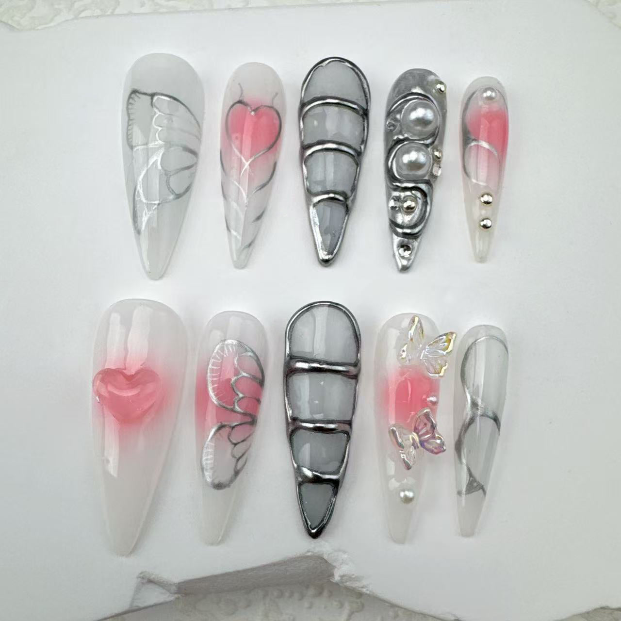 Handmade nails/custom press on nails/party press on nails/Flakes for nails/Beautiful nails gift/nail art/Long nails/Almond nails