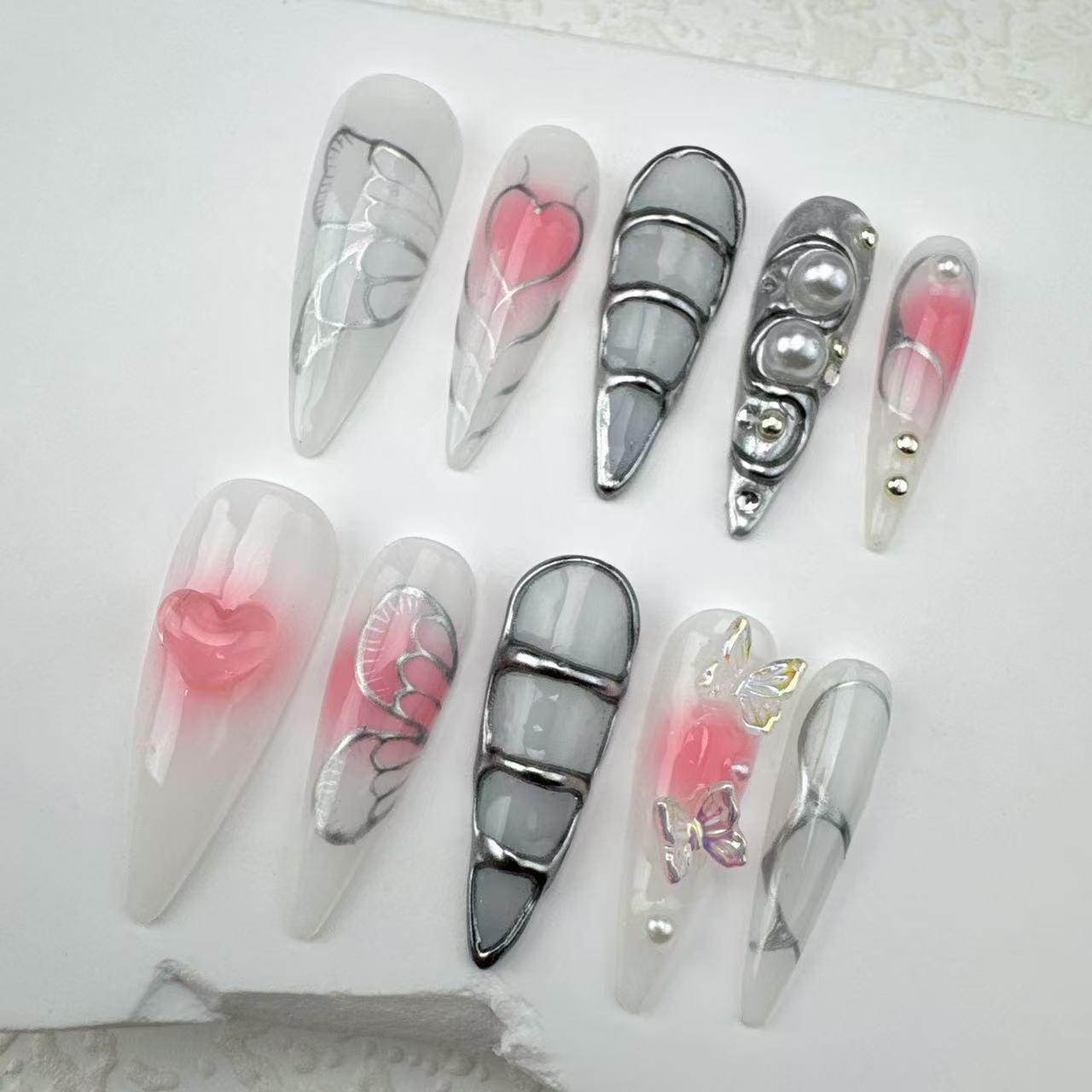 Handmade nails/custom press on nails/party press on nails/Flakes for nails/Beautiful nails gift/nail art/Long nails/Almond nails