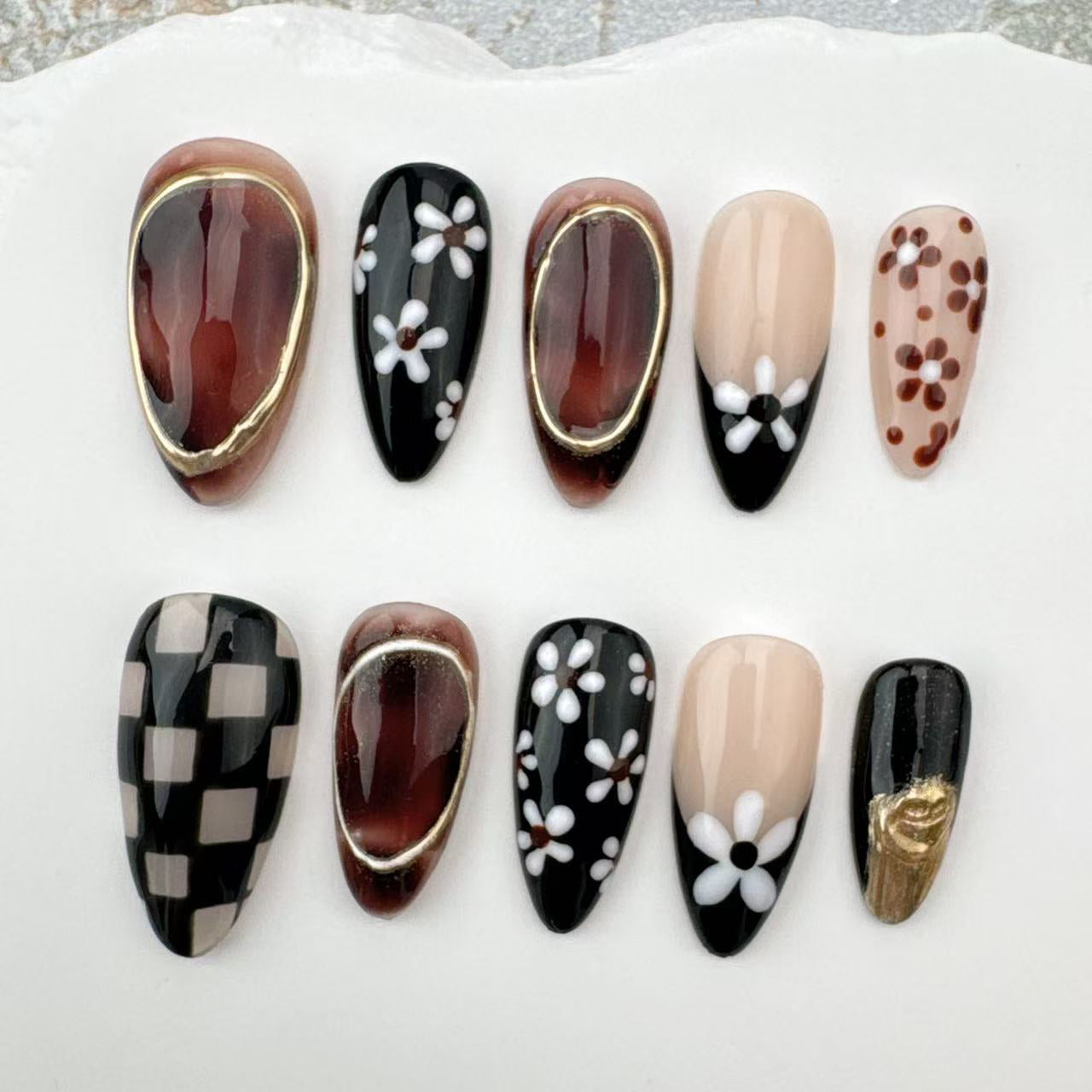 3D Handmade Nails/custom press on nails/party press on nails/Flakes for nails/Beautiful nails gift/nail art/Long nails/Almond nails