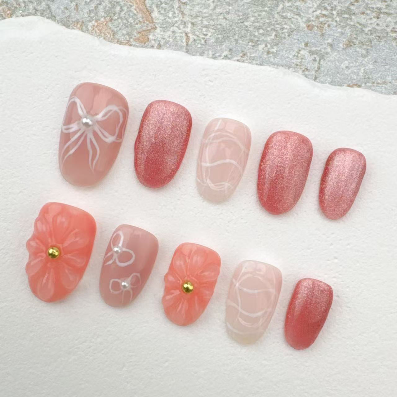 3D Handmade Nails/custom press on nails/party press on nails/Flakes for nails/Beautiful nails gift/nail art/Long nails/Almond nails