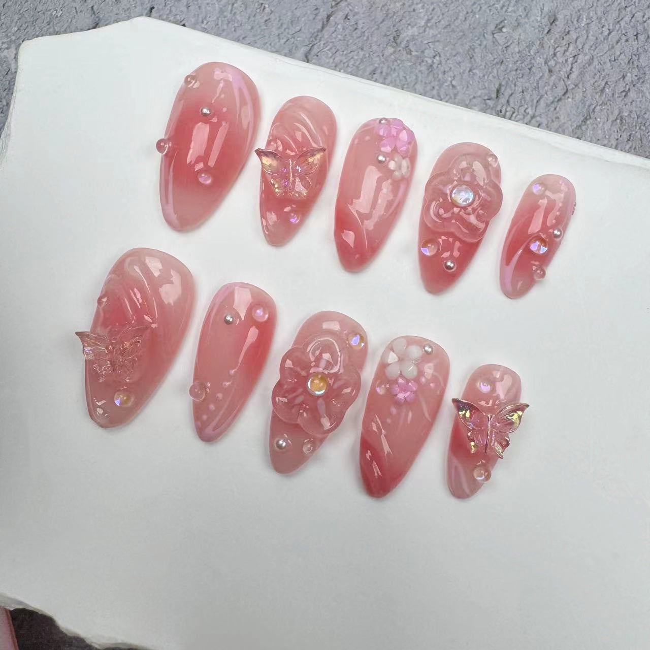 3D Nails/custom press on nails/party press on nails/Flakes for nails/wedding nails gift/Japanese nails/Long nails/Almond nails