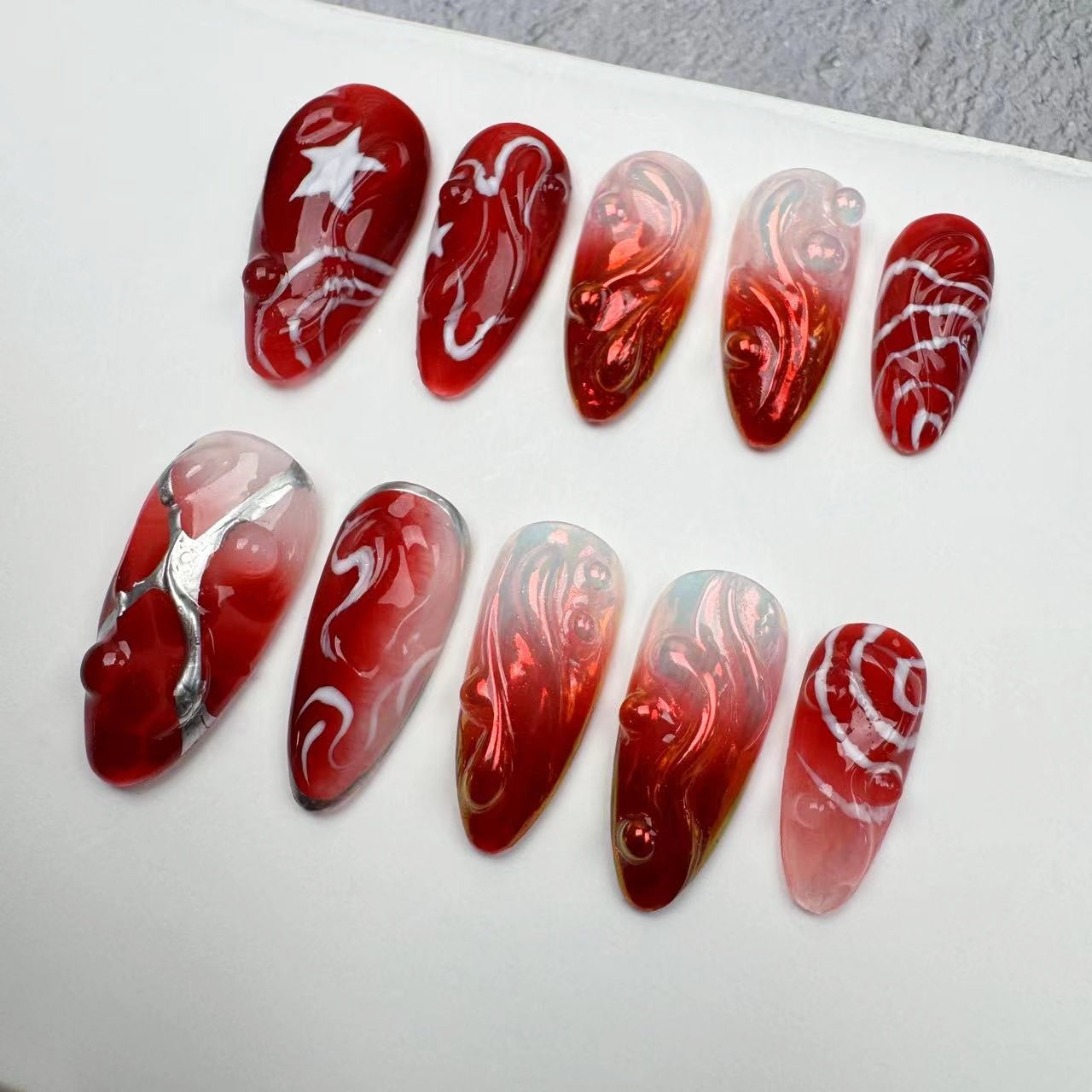 Handmade Nails/custom press on nails/party press on nails/Flakes for nails/wedding nails gift/Japanese nails/Long nails/Almond nails