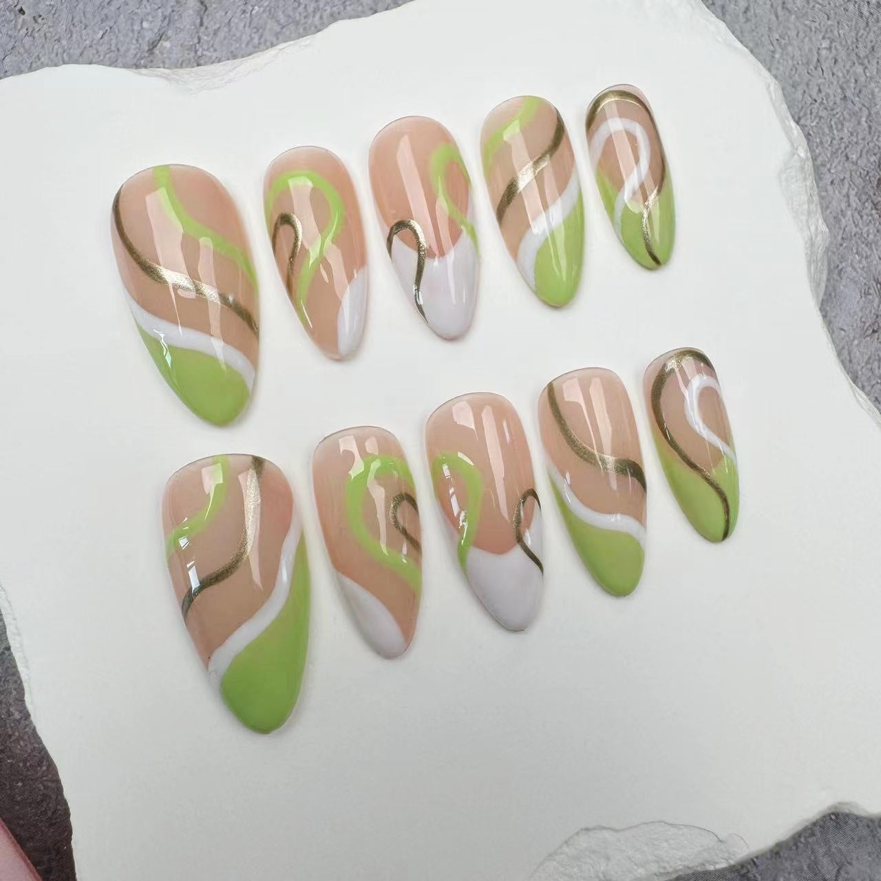 Handmade Nails/custom press on nails/party press on nails/Flakes for nails/wedding nails gift/Japanese nails/Long nails/Almond nails