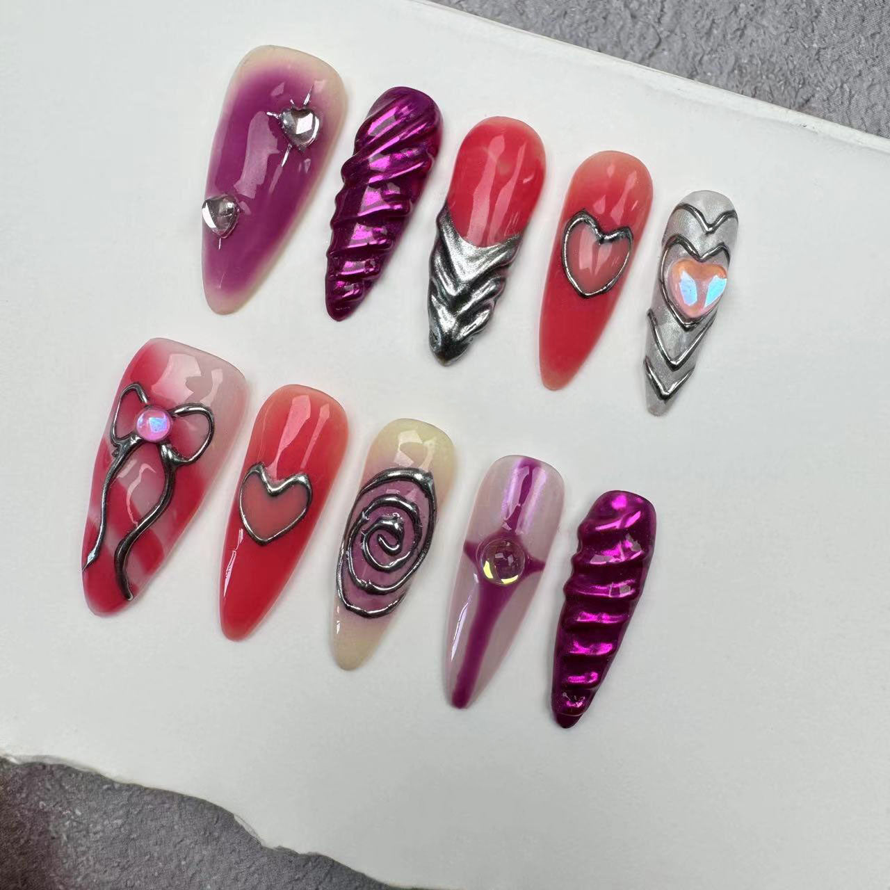 Handmade Nails/custom press on nails/party press on nails/Flakes for nails/wedding nails gift/Japanese nails/Long nails/Almond nails