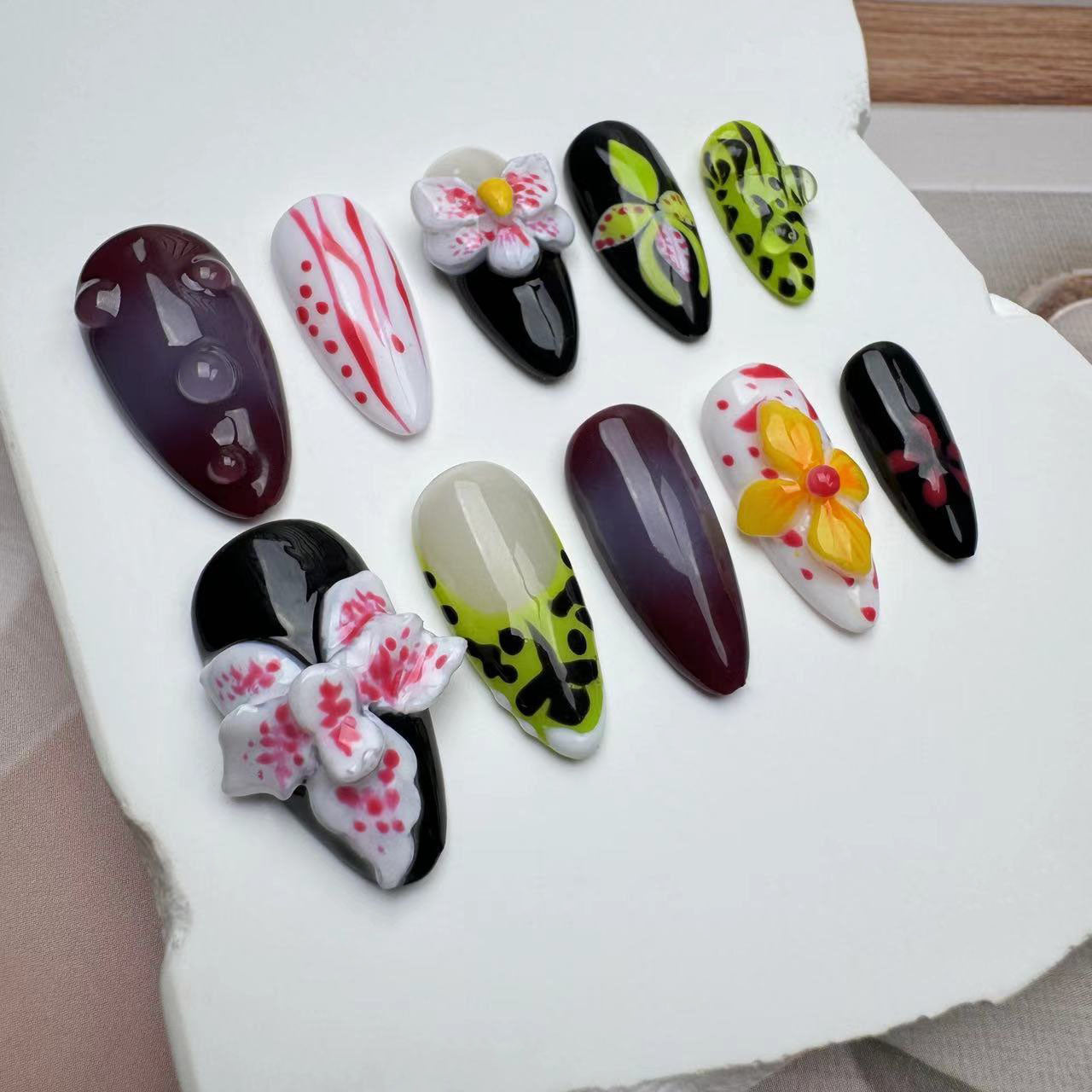 3D Nails/custom press on nails/party press on nails/Flakes for nails/wedding nails gift/Japanese nails/Long nails/Almond nails