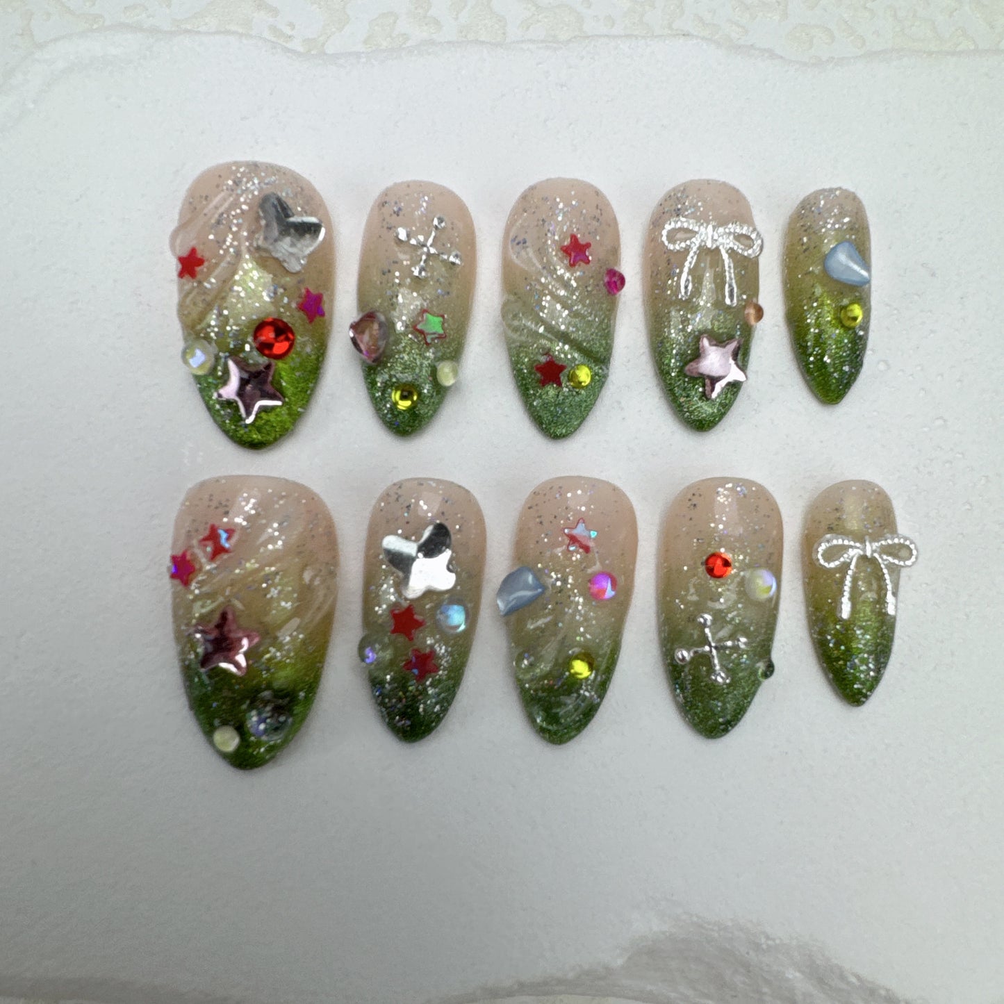 Handmade nails/custom press on nails/party press on nails/Flakes for nails/Beautiful nails gift/nail art/Long nails/Almond nails-7