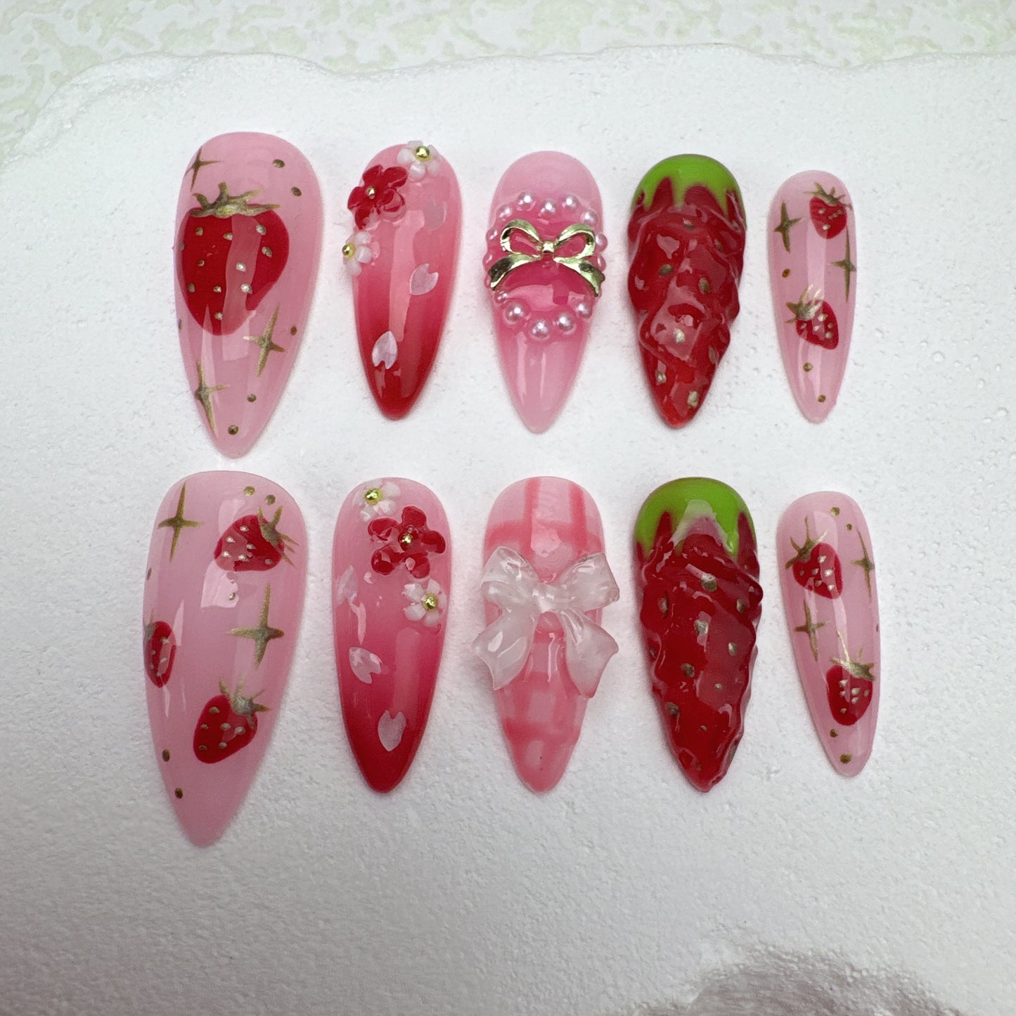 3D flower nails/custom press on nails/party press on nails/Flakes for nails/Beautiful nails gift/nail art/Long nails/Almond nails-22