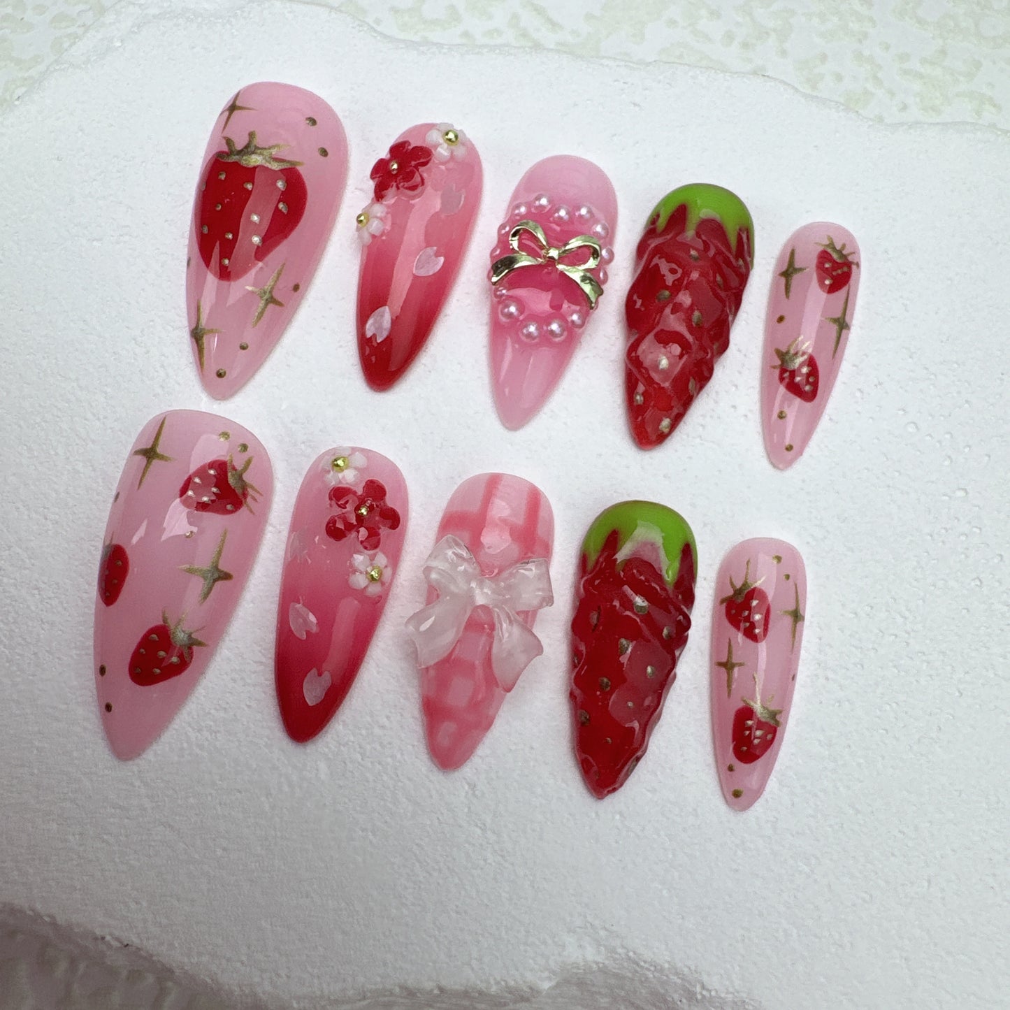 3D flower nails/custom press on nails/party press on nails/Flakes for nails/Beautiful nails gift/nail art/Long nails/Almond nails-22
