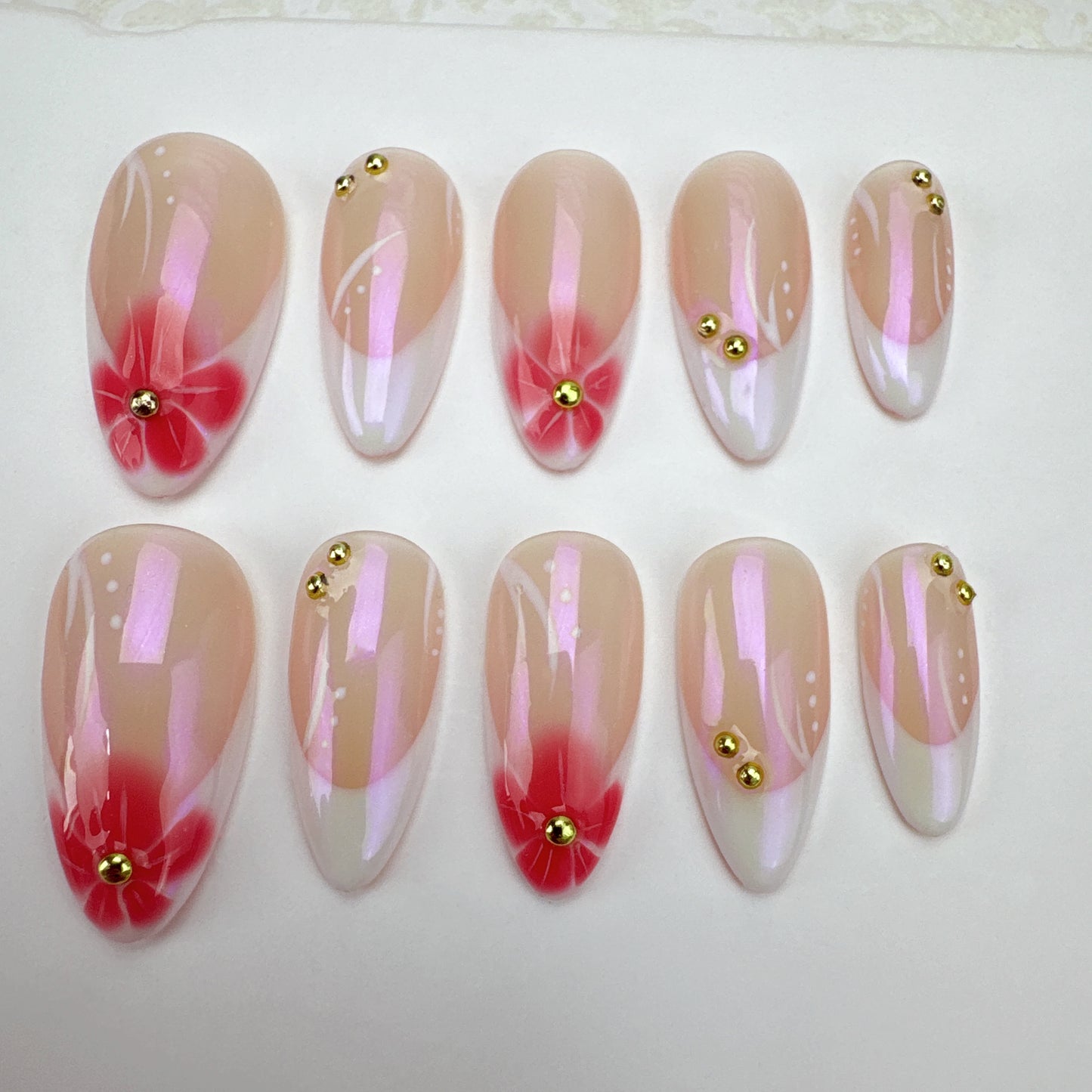3D flower nails/custom press on nails/party press on nails/Flakes for nails/Beautiful nails gift/nail art/Long nails/Almond nails-20