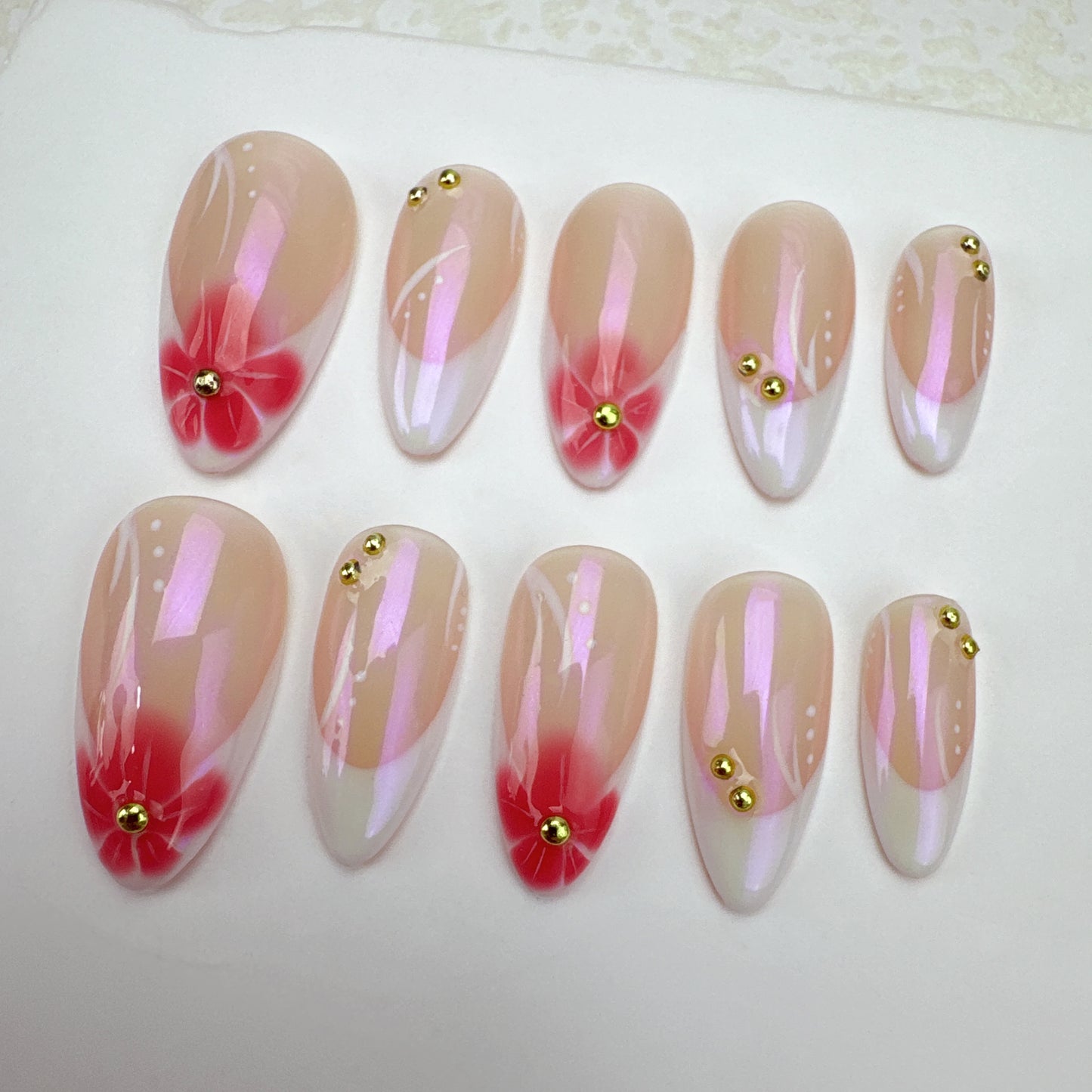 3D flower nails/custom press on nails/party press on nails/Flakes for nails/Beautiful nails gift/nail art/Long nails/Almond nails-20