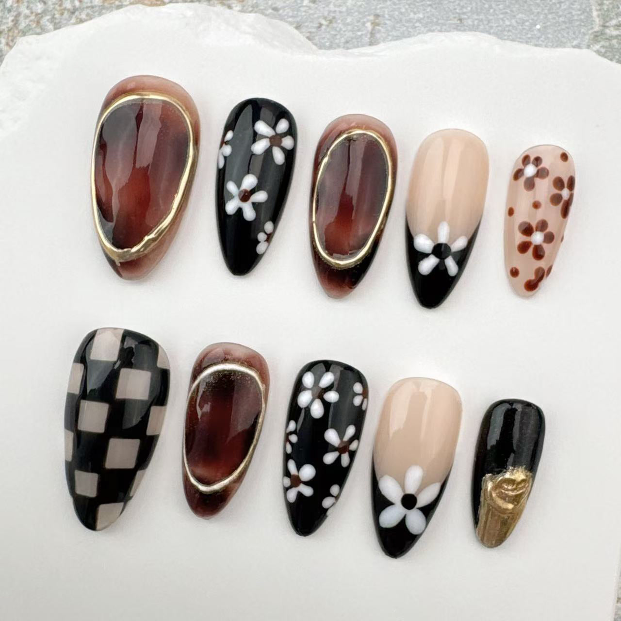 3D Handmade Nails/custom press on nails/party press on nails/Flakes for nails/Beautiful nails gift/nail art/Long nails/Almond nails