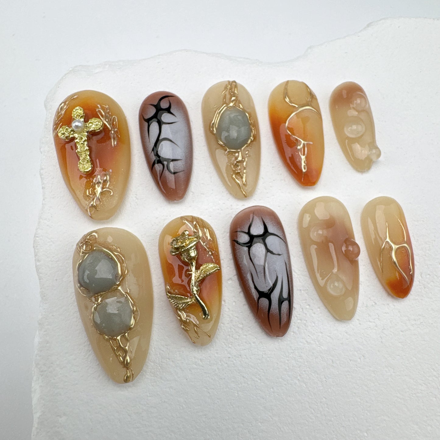 3D nails/custom press on nails/party press on nails/Flakes for nails/Beautiful nails gift/nail art/Long nails/Almond nails