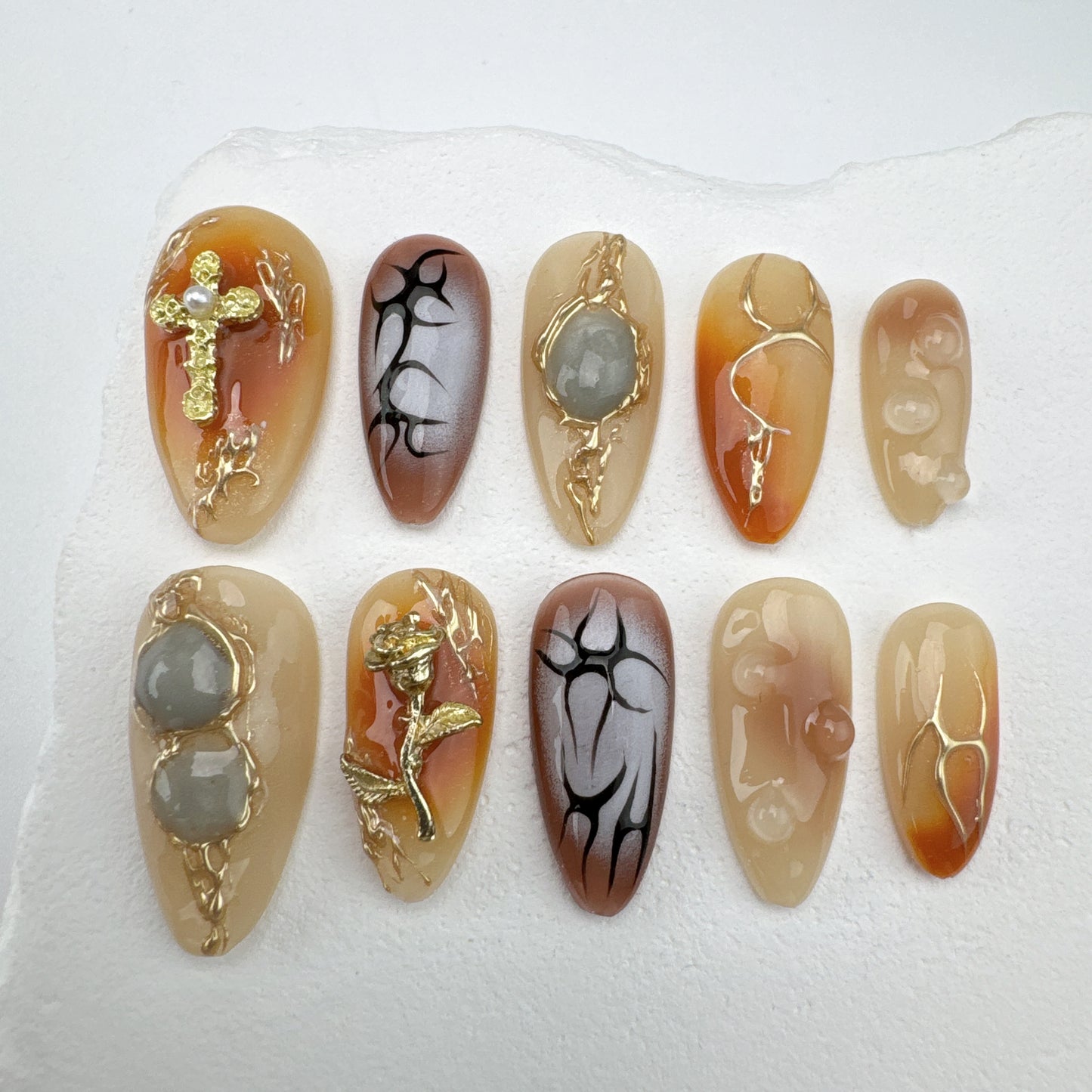 3D nails/custom press on nails/party press on nails/Flakes for nails/Beautiful nails gift/nail art/Long nails/Almond nails