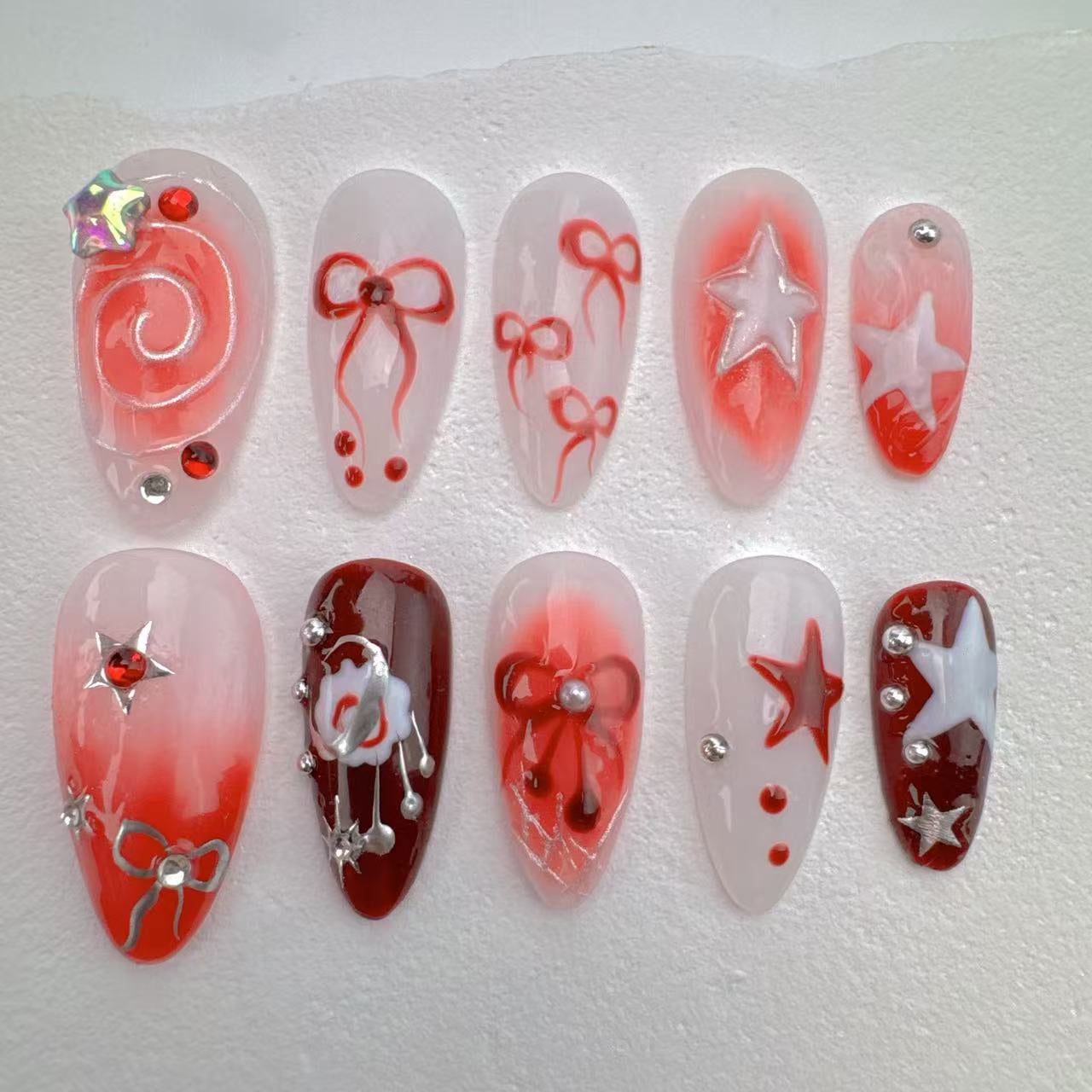 Handmade Nails/custom press on nails/party press on nails/Flakes for nails/Beautiful nails gift/nail art/Long nails/Almond nails