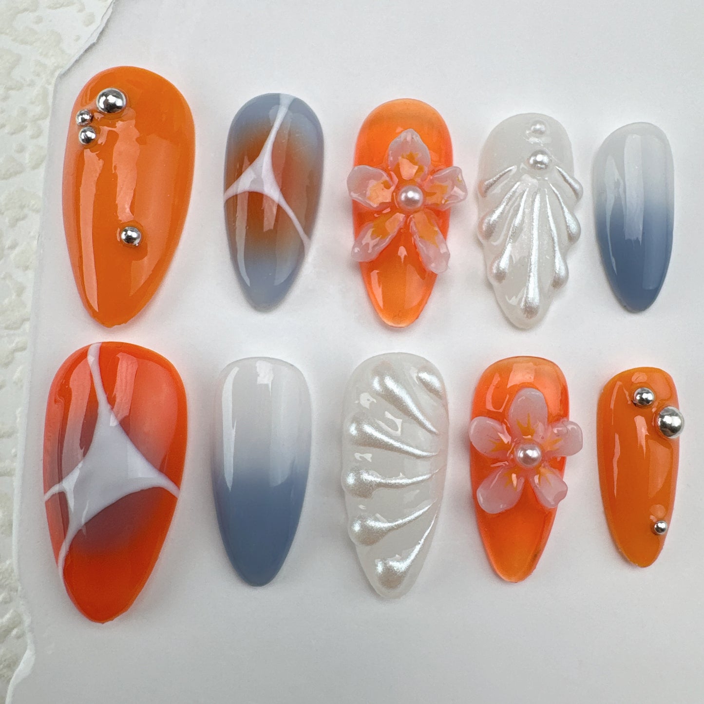3D flower nails/custom press on nails/party press on nails/Flakes for nails/Beautiful nails gift/nail art/Long nails/Almond nails