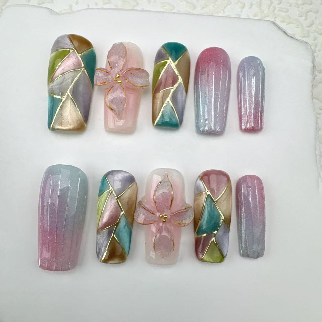 3D flower nails/custom press on nails/party press on nails/Flakes for nails/Beautiful nails gift/nail art/Long nails/Almond nails