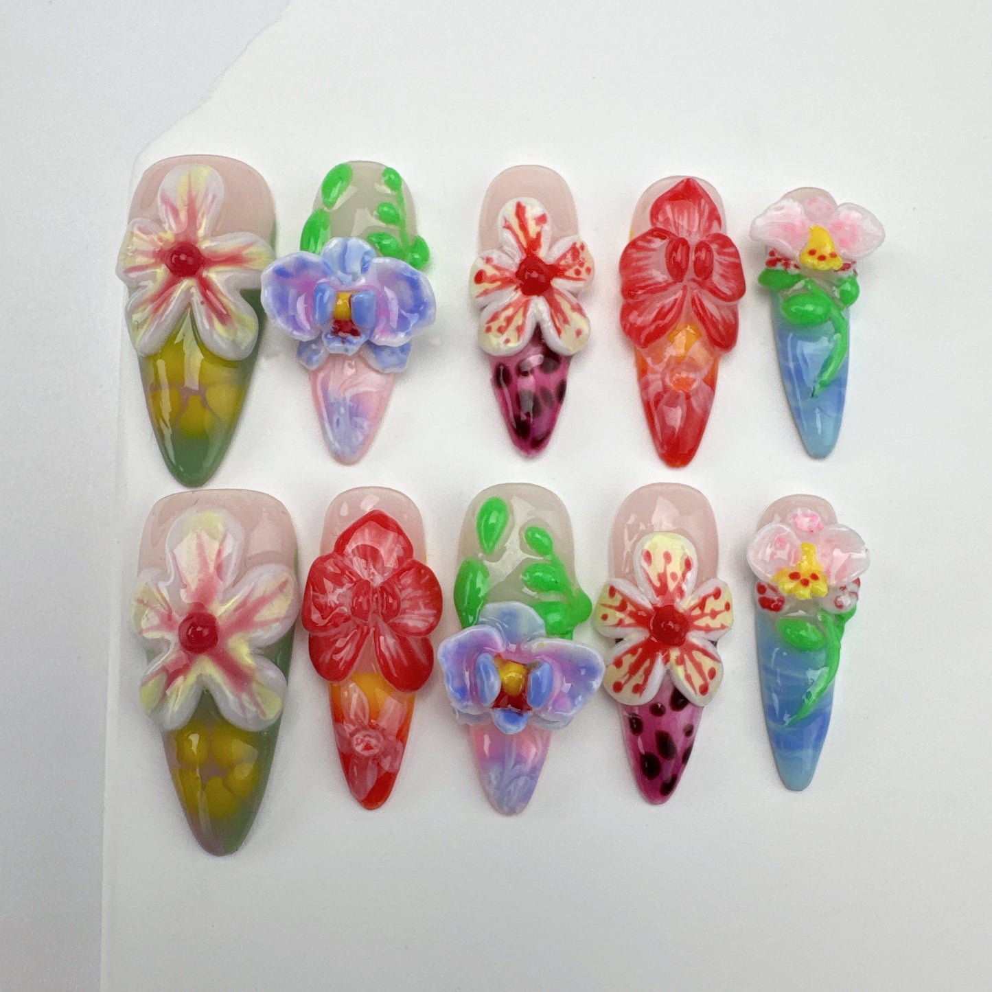 3D flower nails/custom press on nails/party press on nails/Flakes for nails/Beautiful nails gift/nail art/Long nails/Almond nails