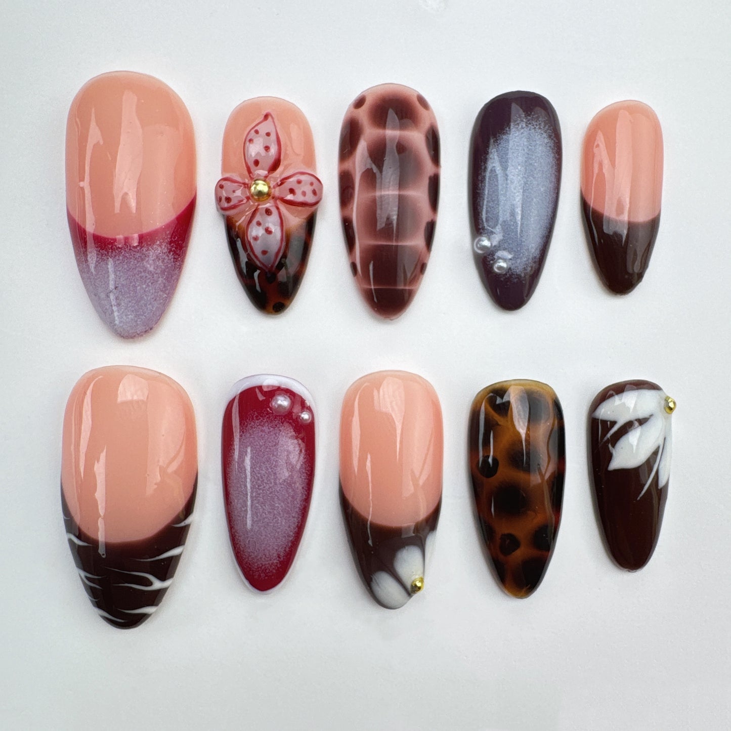 3d flower Nails/custom press on nails/party press on nails/Flakes for nails/Beautiful nails gift/nail art/Long nails/Almond nails