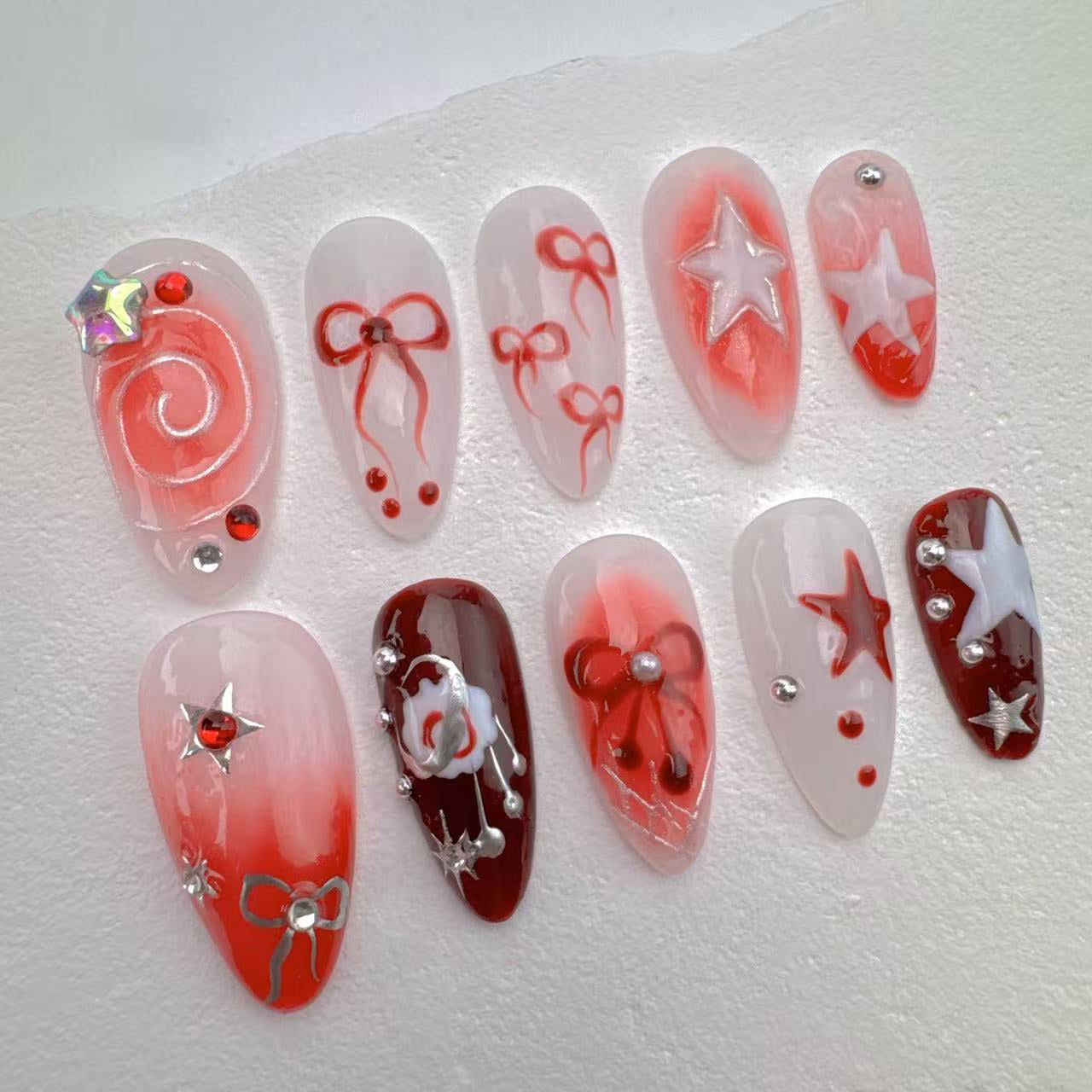 Handmade Nails/custom press on nails/party press on nails/Flakes for nails/Beautiful nails gift/nail art/Long nails/Almond nails
