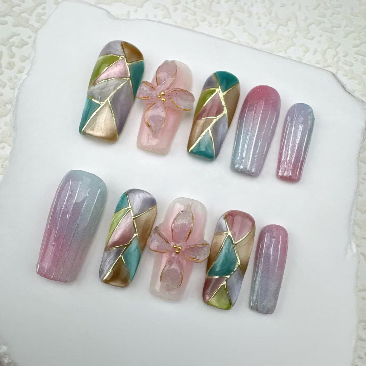 3D flower nails/custom press on nails/party press on nails/Flakes for nails/Beautiful nails gift/nail art/Long nails/Almond nails