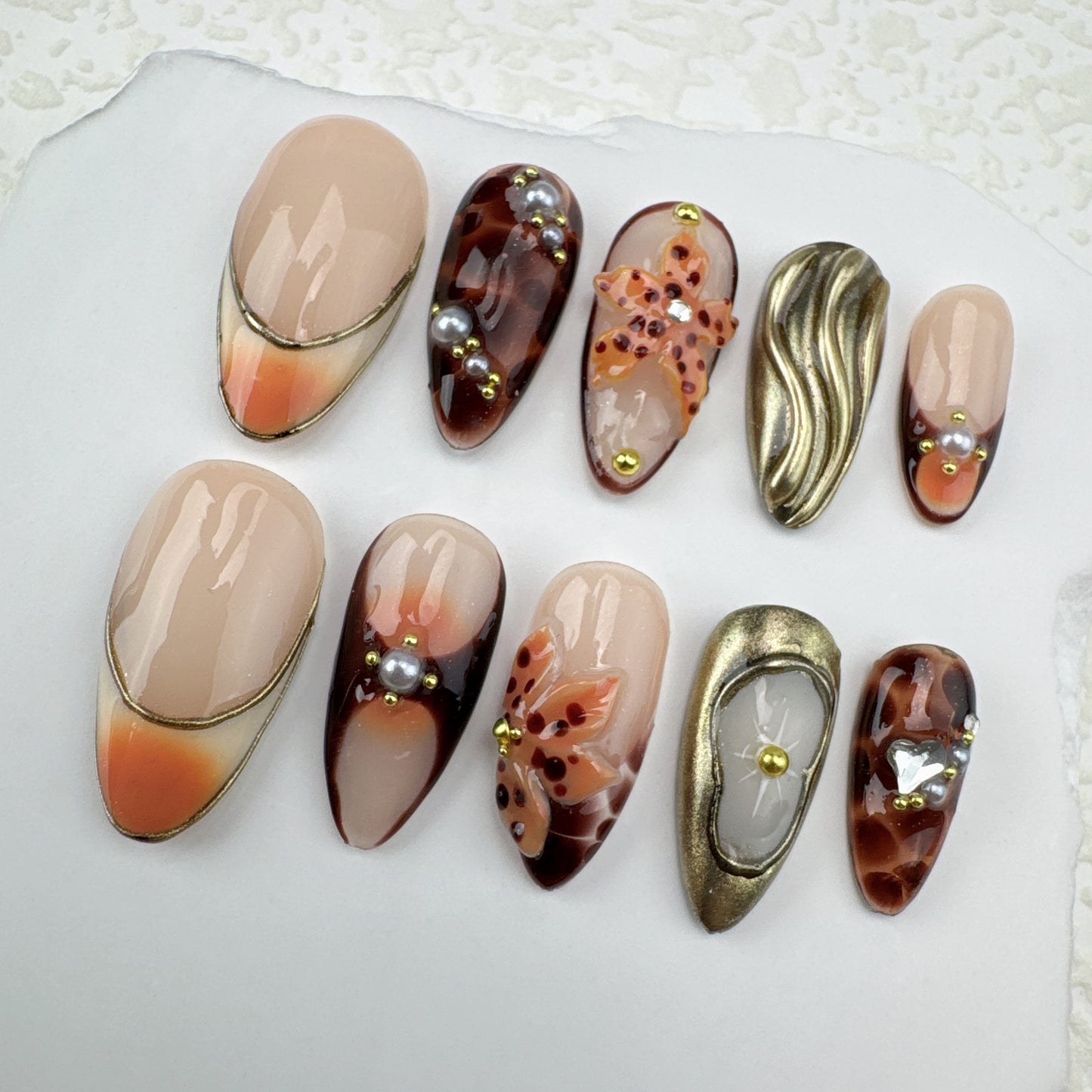 3D nails/custom press on nails/party press on nails/Flakes for nails/Beautiful nails gift/nail art/Long nails/Almond nails