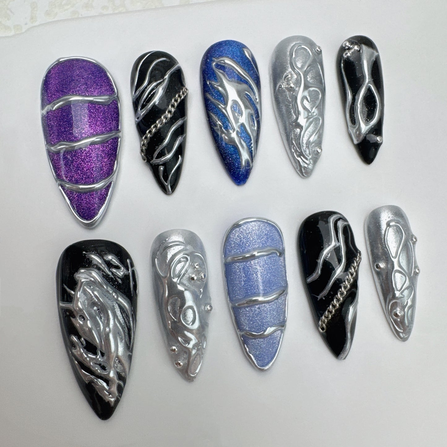 Handmade nails/custom press on nails/party press on nails/Flakes for nails/Beautiful nails gift/nail art/Long nails/Almond nails-33