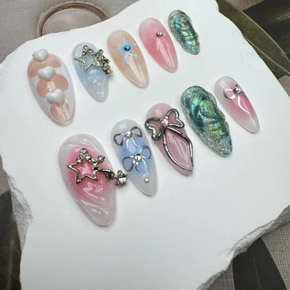 3D Nails/custom press on nails/party press on nails/Flakes for nails/wedding nails gift/Japanese nails/Long nails/Almond nails