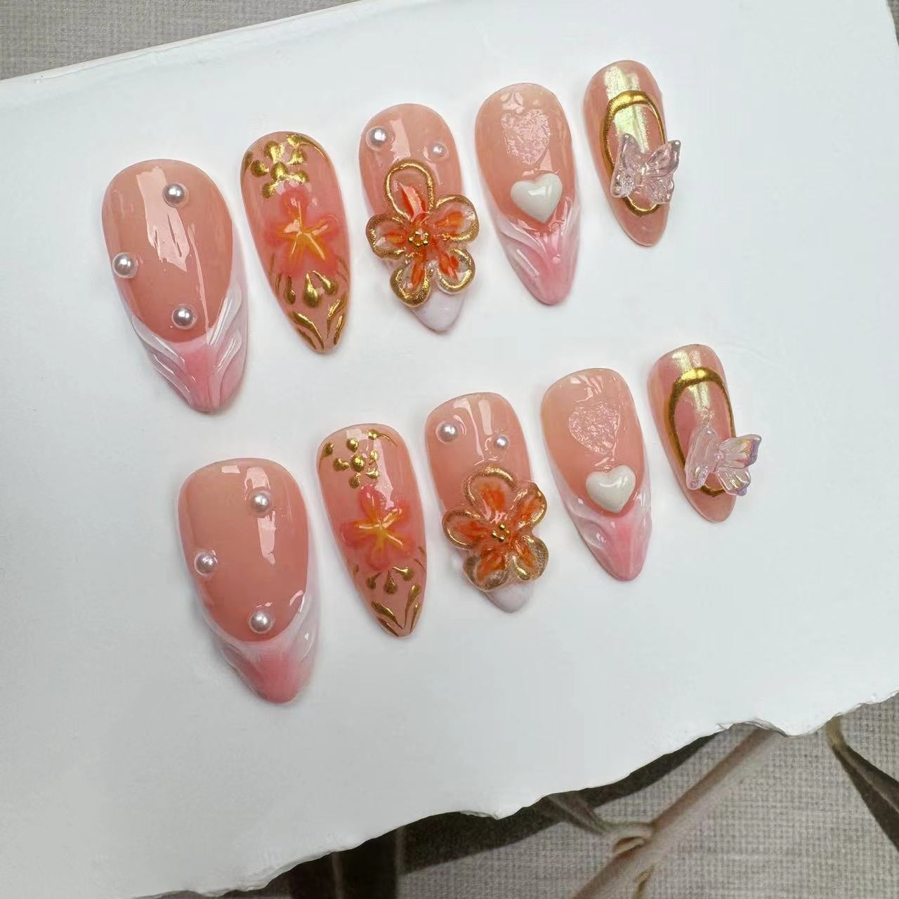 3D Nails/custom press on nails/party press on nails/Flakes for nails/wedding nails gift/Japanese nails/Long nails/Almond nails