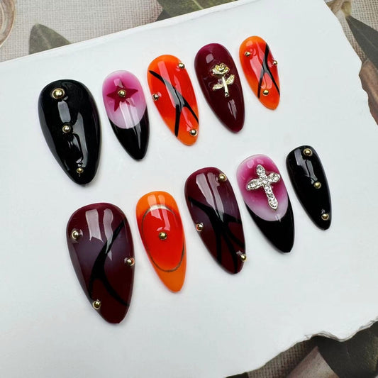 Handmade Nails/custom press on nails/party press on nails/Flakes for nails/wedding nails gift/Japanese nails/Long nails/Almond nails