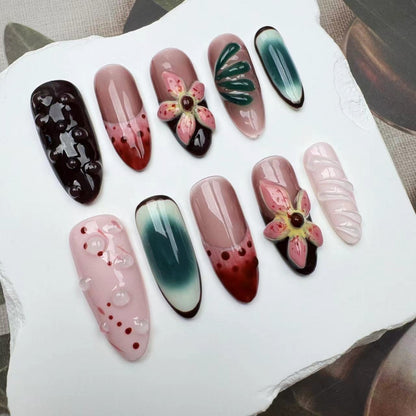 3D Nails/custom press on nails/party press on nails/Flakes for nails/wedding nails gift/Japanese nails/Long nails/Almond nails