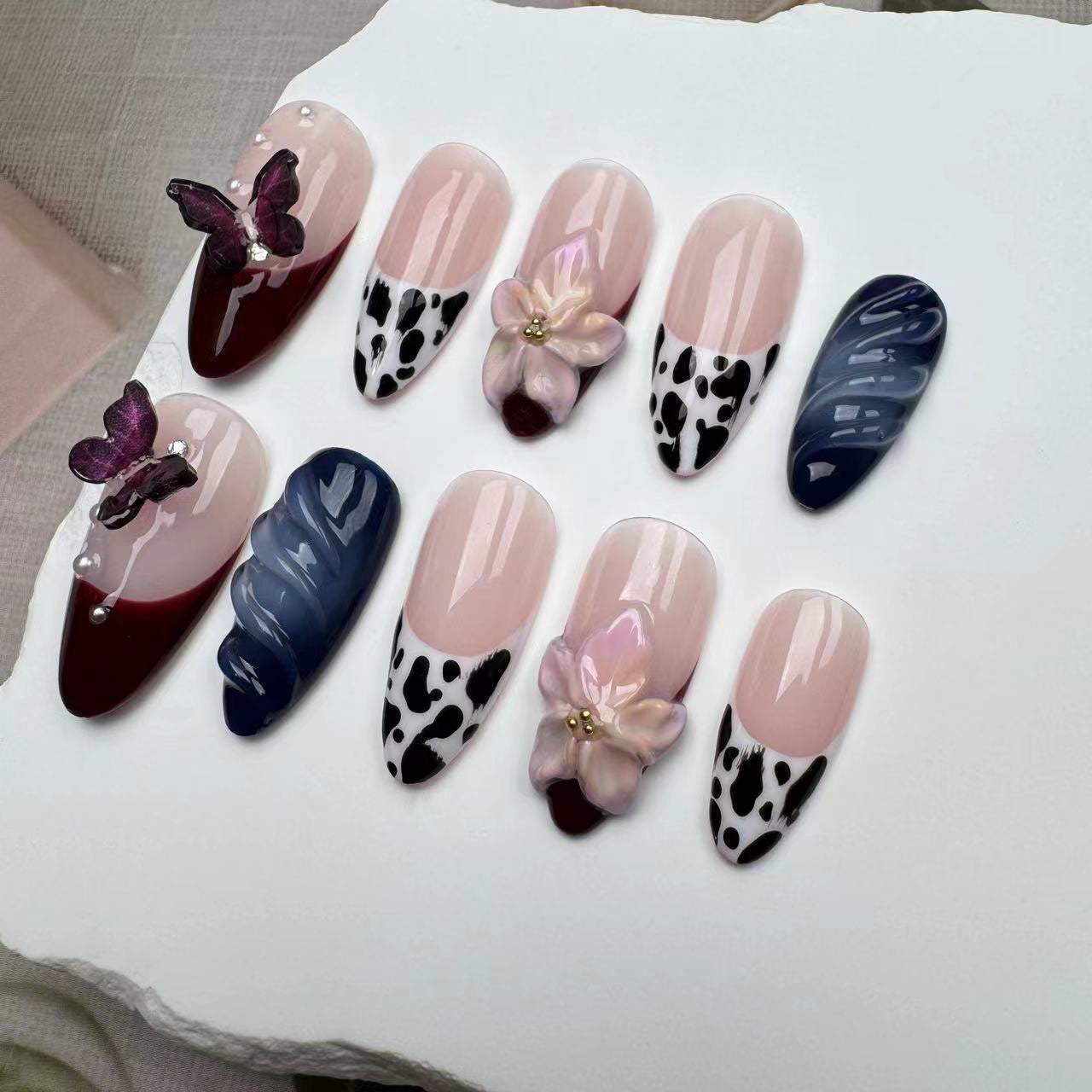 3D Nails/custom press on nails/party press on nails/Flakes for nails/wedding nails gift/Japanese nails/Long nails/Almond nails