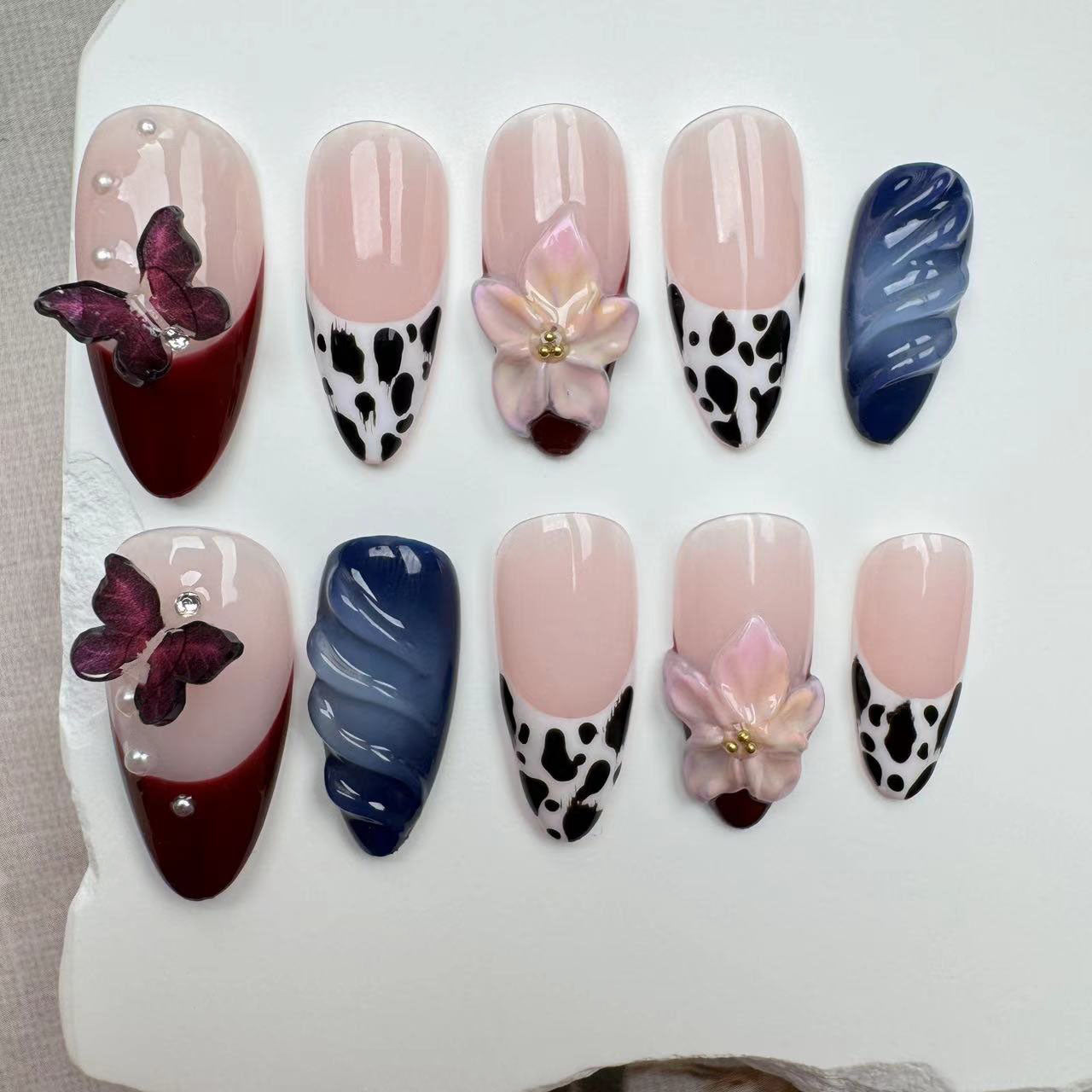 3D Nails/custom press on nails/party press on nails/Flakes for nails/wedding nails gift/Japanese nails/Long nails/Almond nails