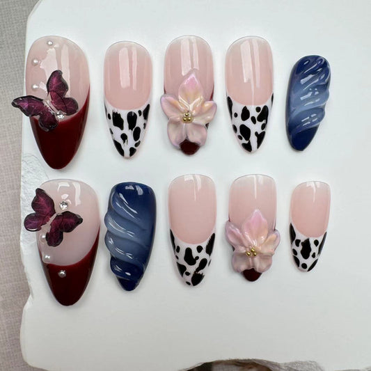 3D Nails/custom press on nails/party press on nails/Flakes for nails/wedding nails gift/Japanese nails/Long nails/Almond nails